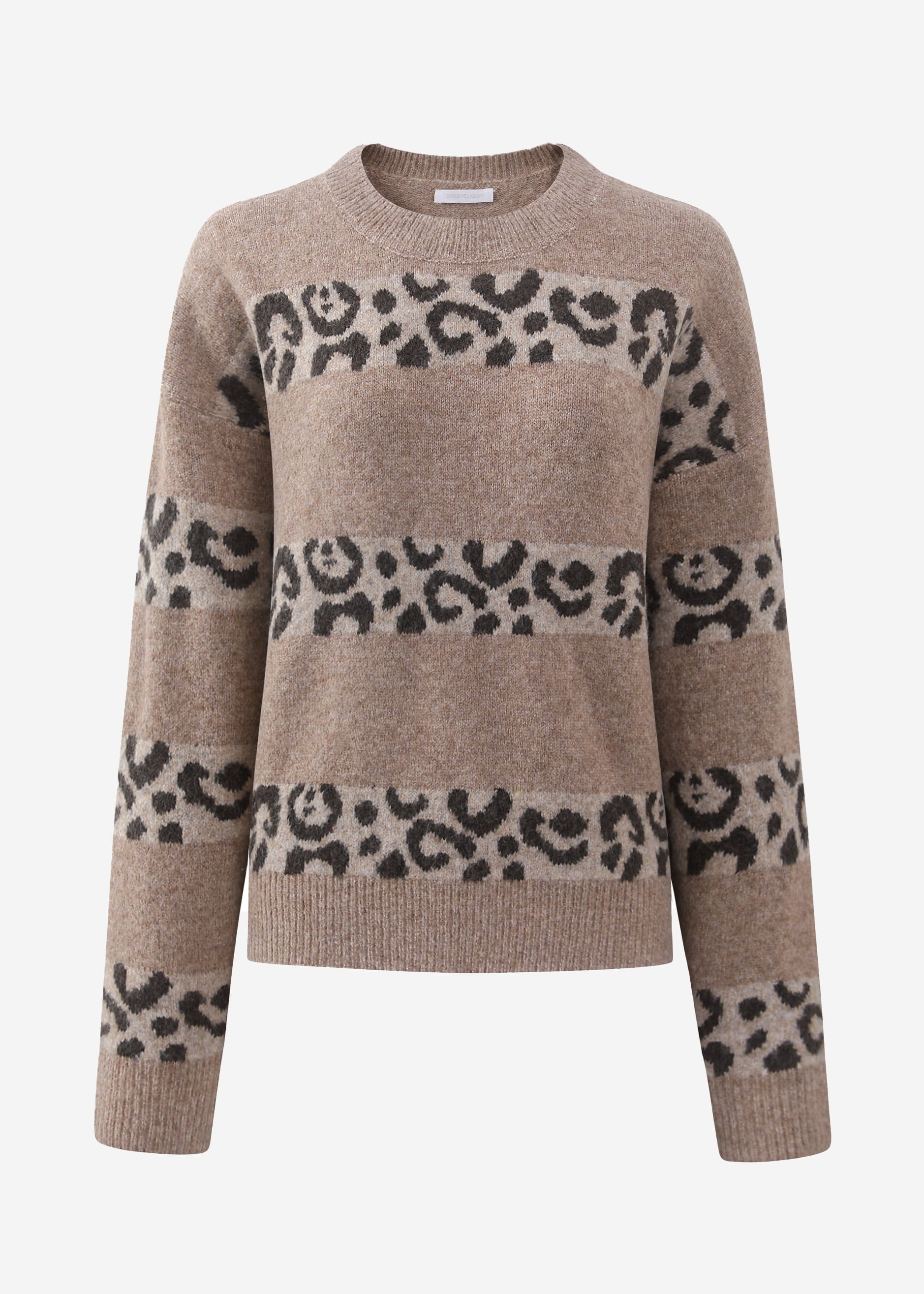Pullover mit Leo-Streifen - taupe – Bekleidung > Pullover | FormaLuxe