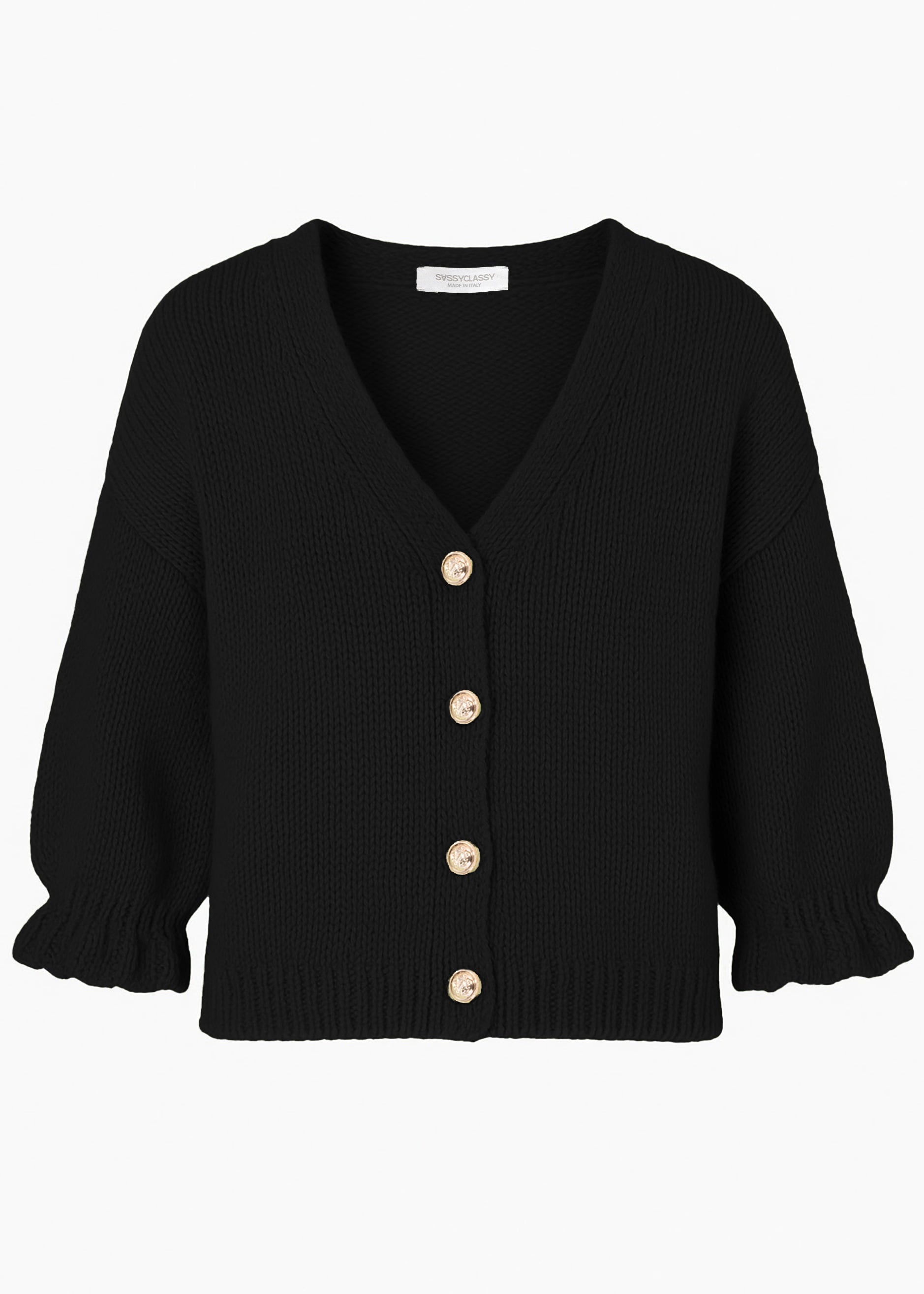 Cardigan mit 3/4-Ärmeln - schwarz – Bekleidung > Cardigans | FormaLuxe