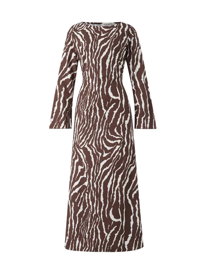 Boho Y2K Kleid mit langen Ärmeln – Lässig & stilvoll im Retro-Look Rot | FormaLuxe