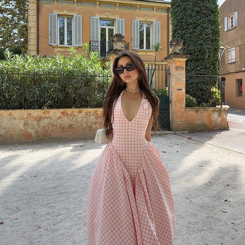 Romina | Midikleid mit Karomuster Pink | FormaLuxe