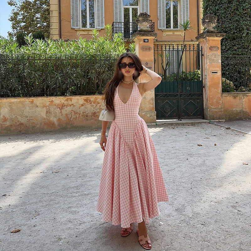 Romina | Midikleid mit Karomuster Pink | FormaLuxe