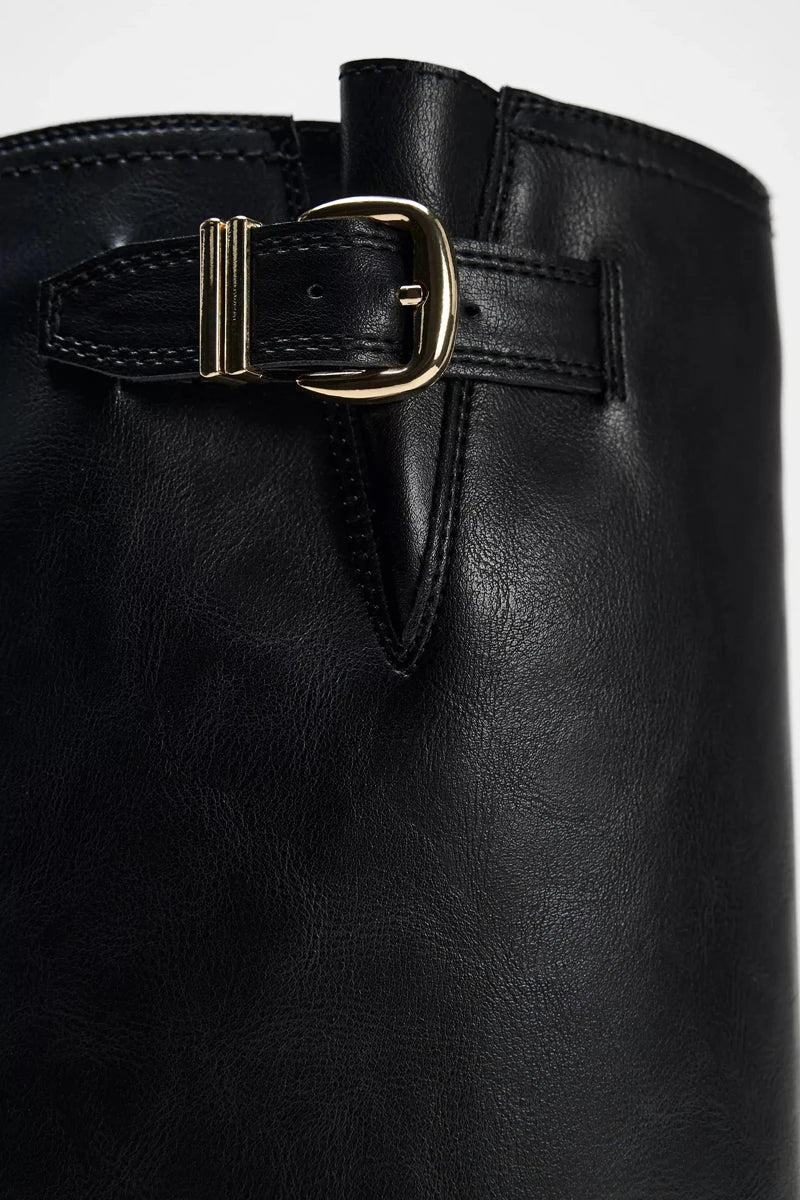 Bottes hautes à boucle en similicuir Days | Noir | FormaLuxe