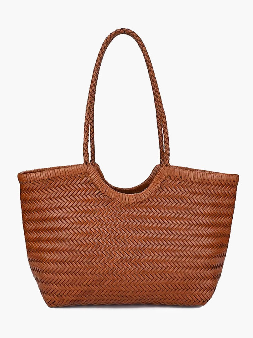 April | Woven Oversized Tote Bag Dark Brown | FormaLuxe