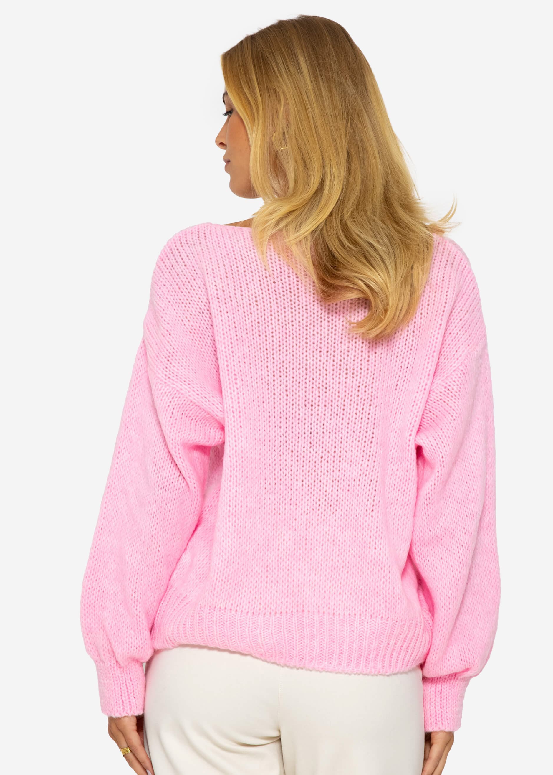 Pullover mit V-Ausschnitt - rosa – Bekleidung > Pullover | FormaLuxe