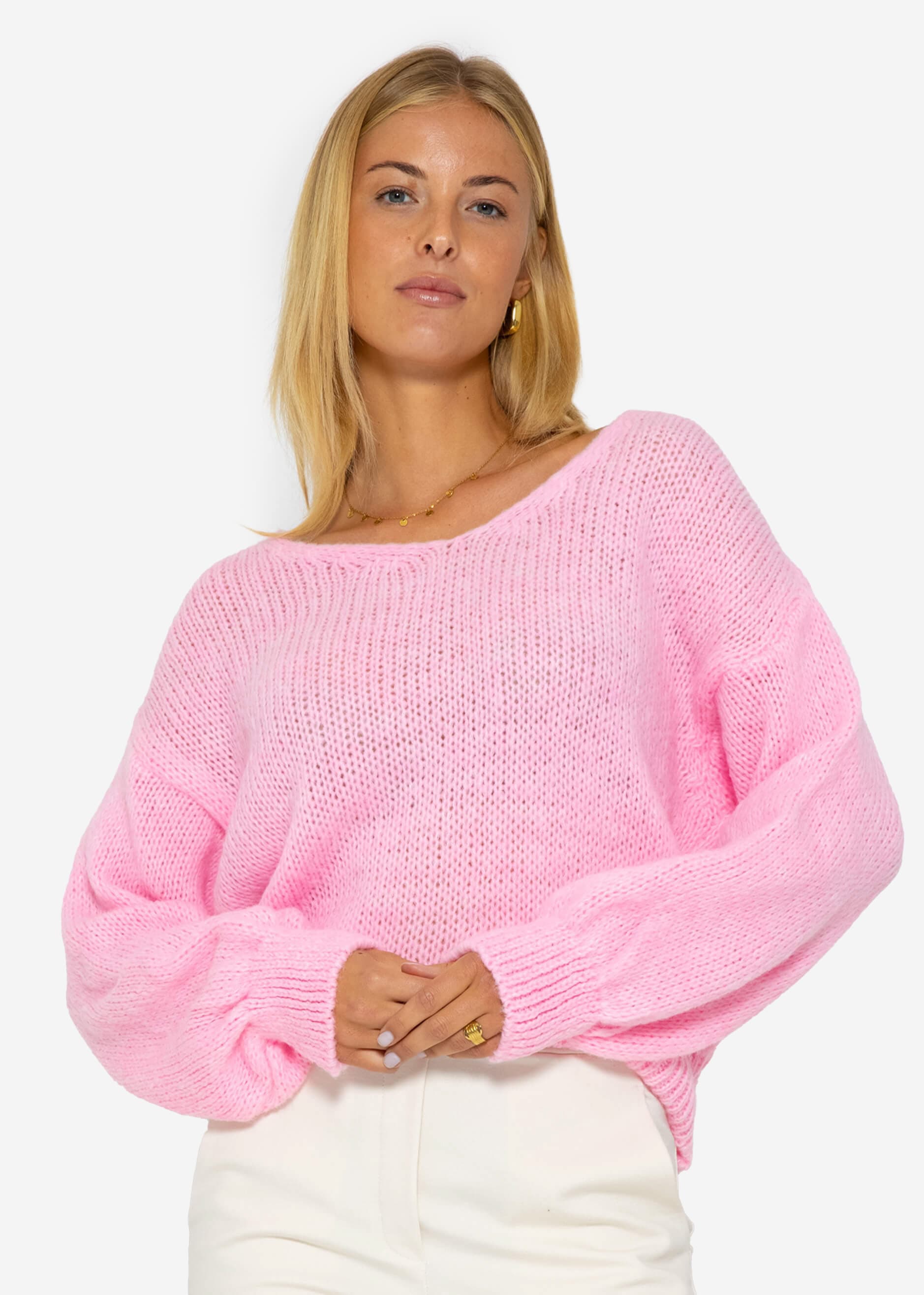 Pullover mit V-Ausschnitt - rosa – Bekleidung > Pullover | FormaLuxe