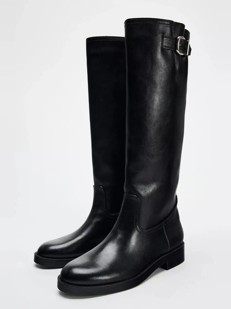 Bottes hautes à boucle en similicuir Days | Noir | FormaLuxe