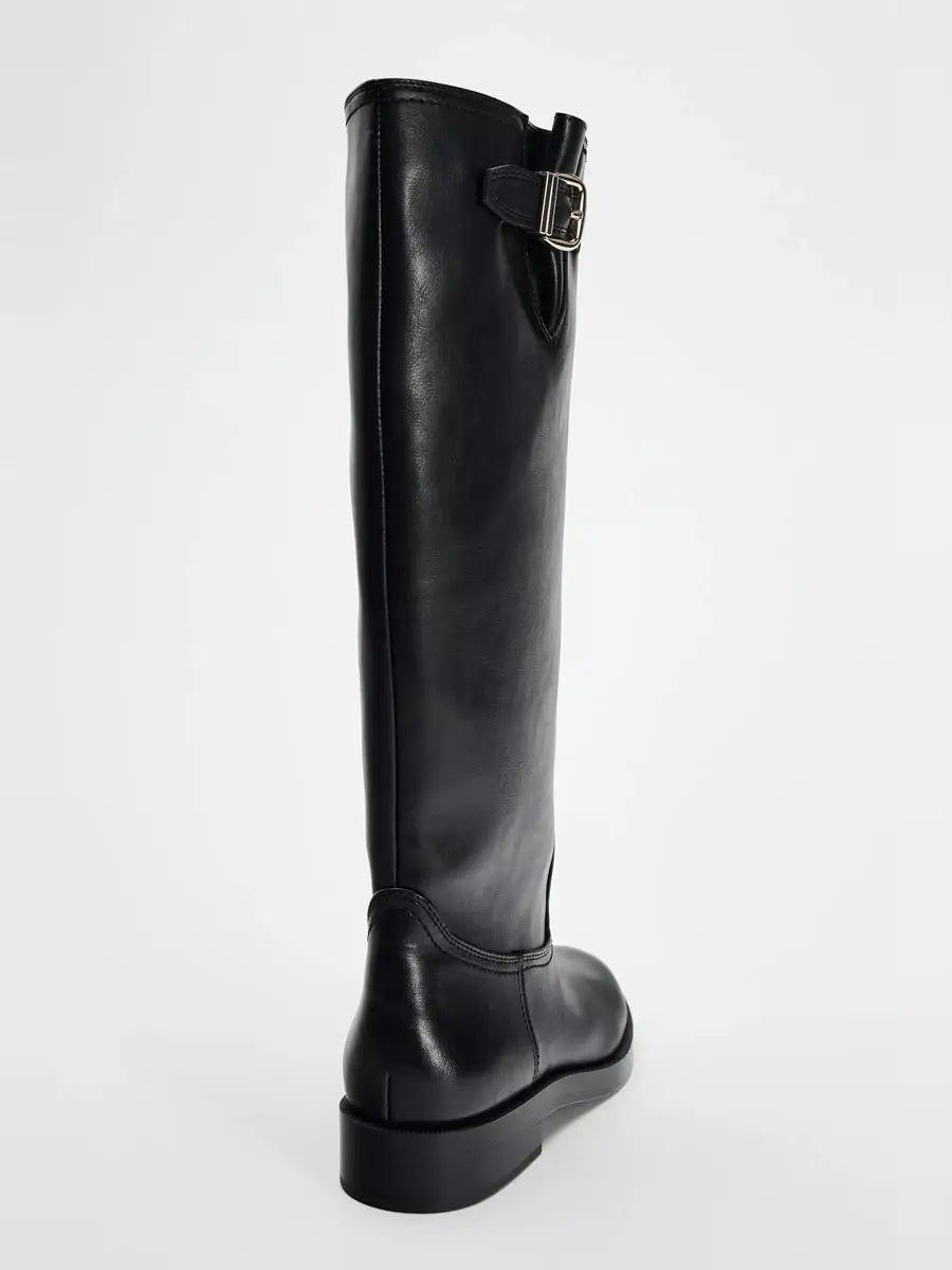 Bottes hautes à boucle en similicuir Days | Noir | FormaLuxe