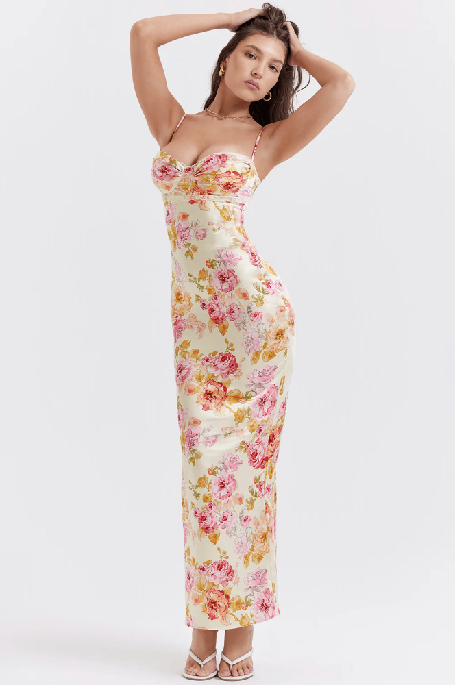 Amelia | Charmantes Blumenkleid Blumiges Rosa | FormaLuxe