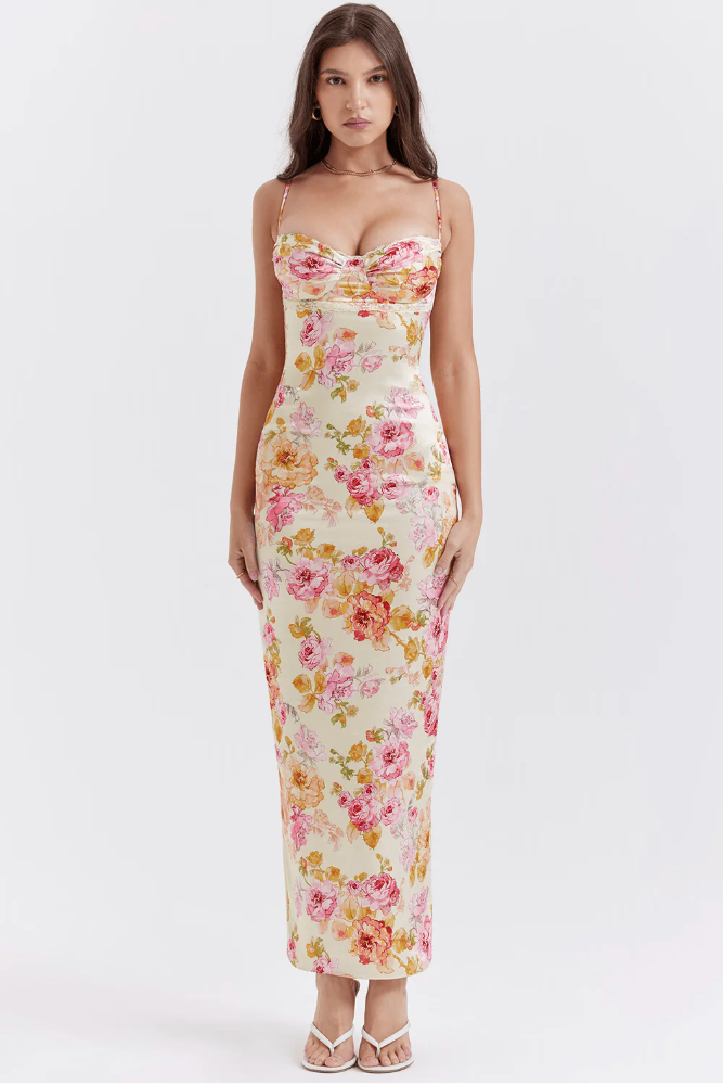 Amelia | Charmantes Blumenkleid Blumiges Rosa | FormaLuxe