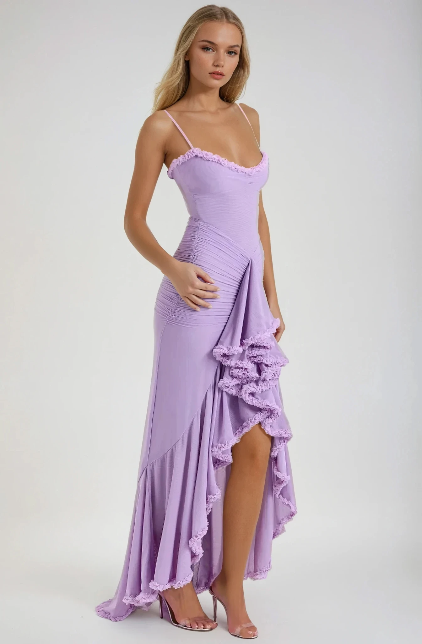 Ruby | Bezauberndes Rüschenkleid Yellow | FormaLuxe