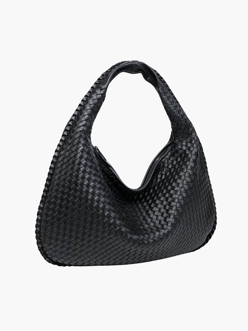 Curlew | Woven Large Shoulder Bag Black | FormaLuxe