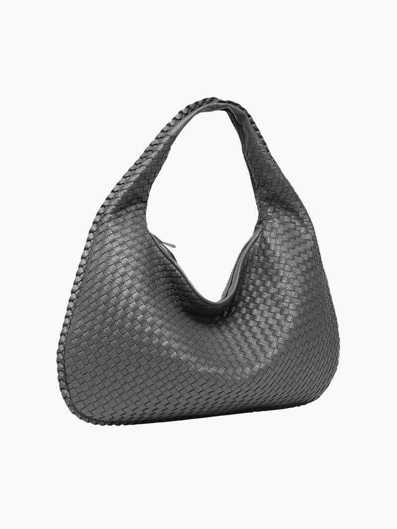 Curlew | Woven Large Shoulder Bag Black | FormaLuxe