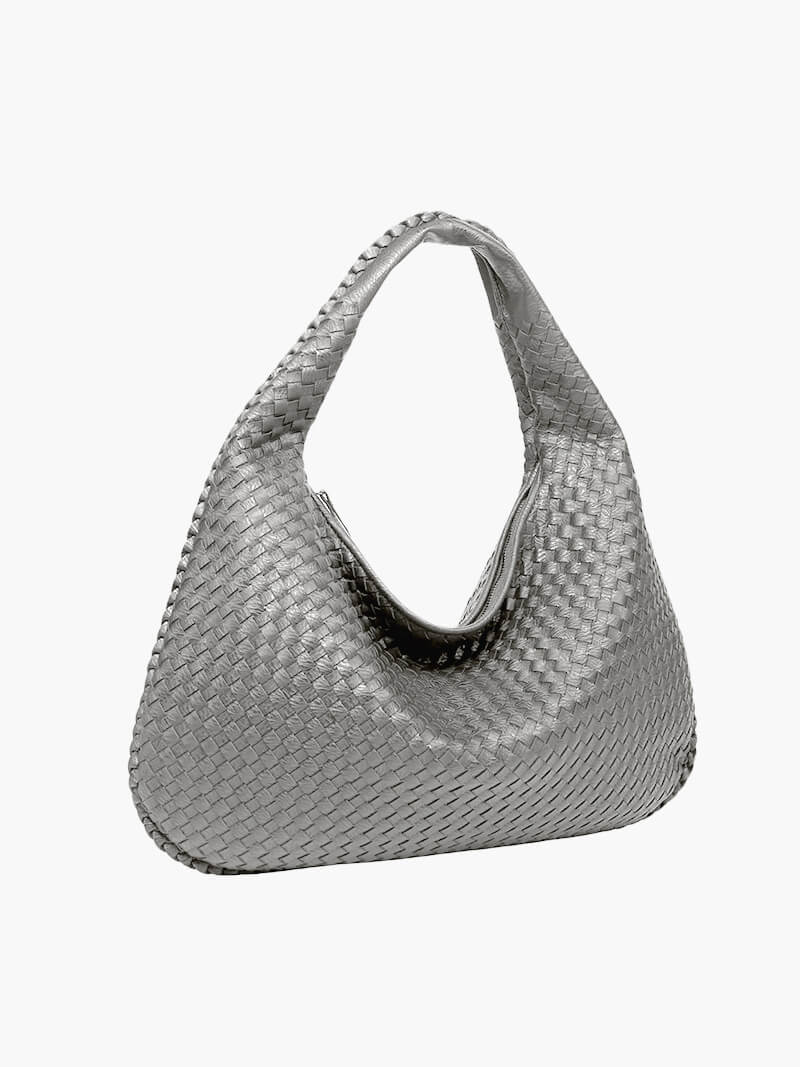 Curlew | Woven Large Shoulder Bag Black | FormaLuxe