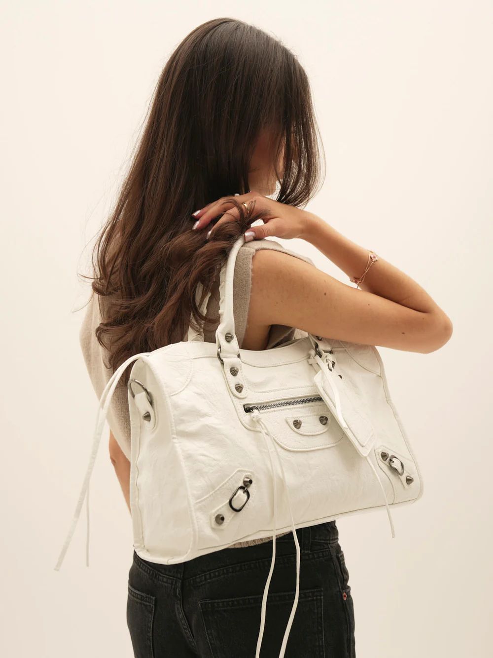 Arabell | Vintage Faux Leather Structured Tote Bag Black – Arabell | Vintage Leather Structured Tote Bag | FormaLuxe