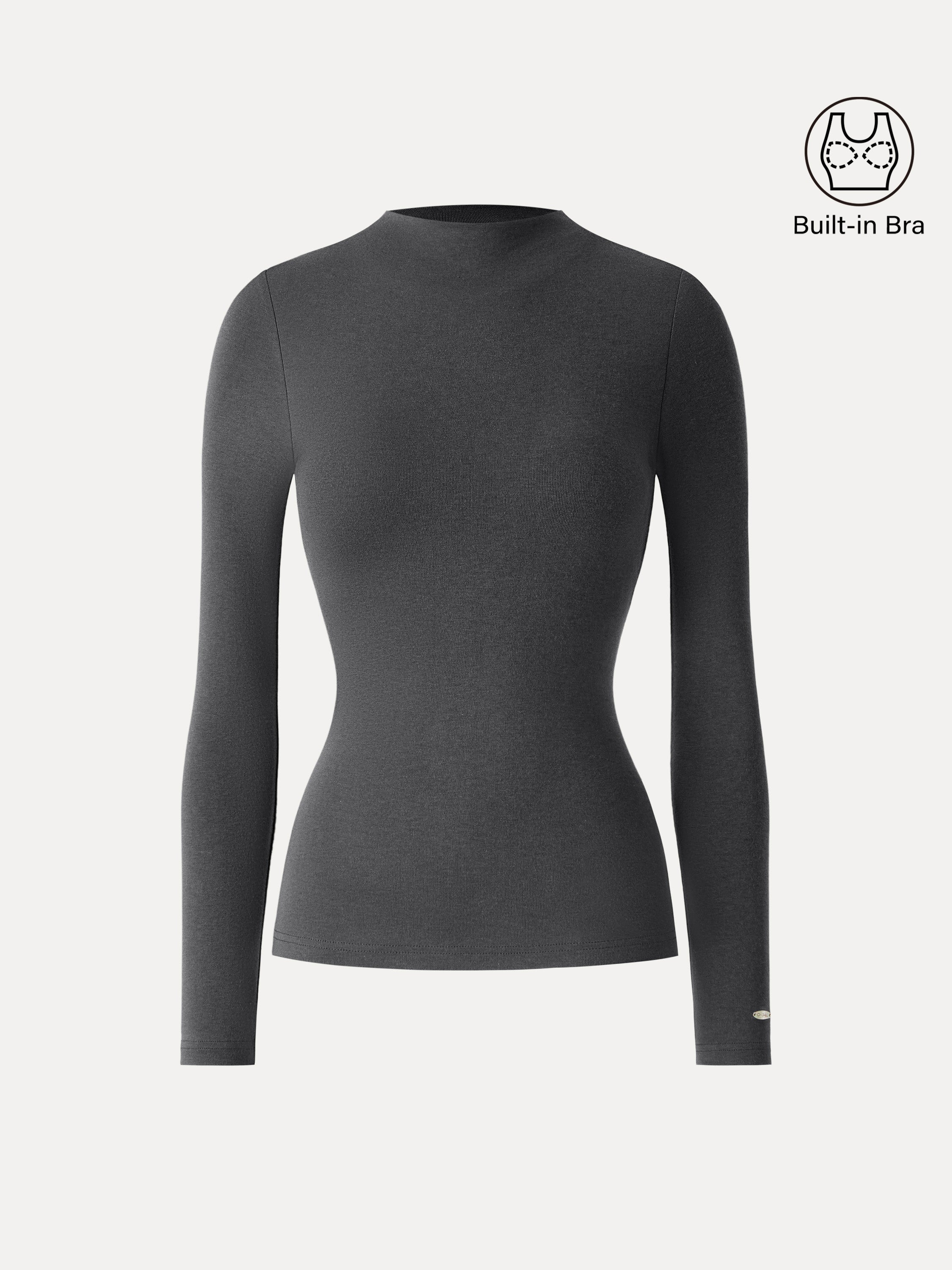 LiteWarm Mockneck Long Sleeve Brami Forest Night – Women > Tops > Bra Tops | FormaLuxe
