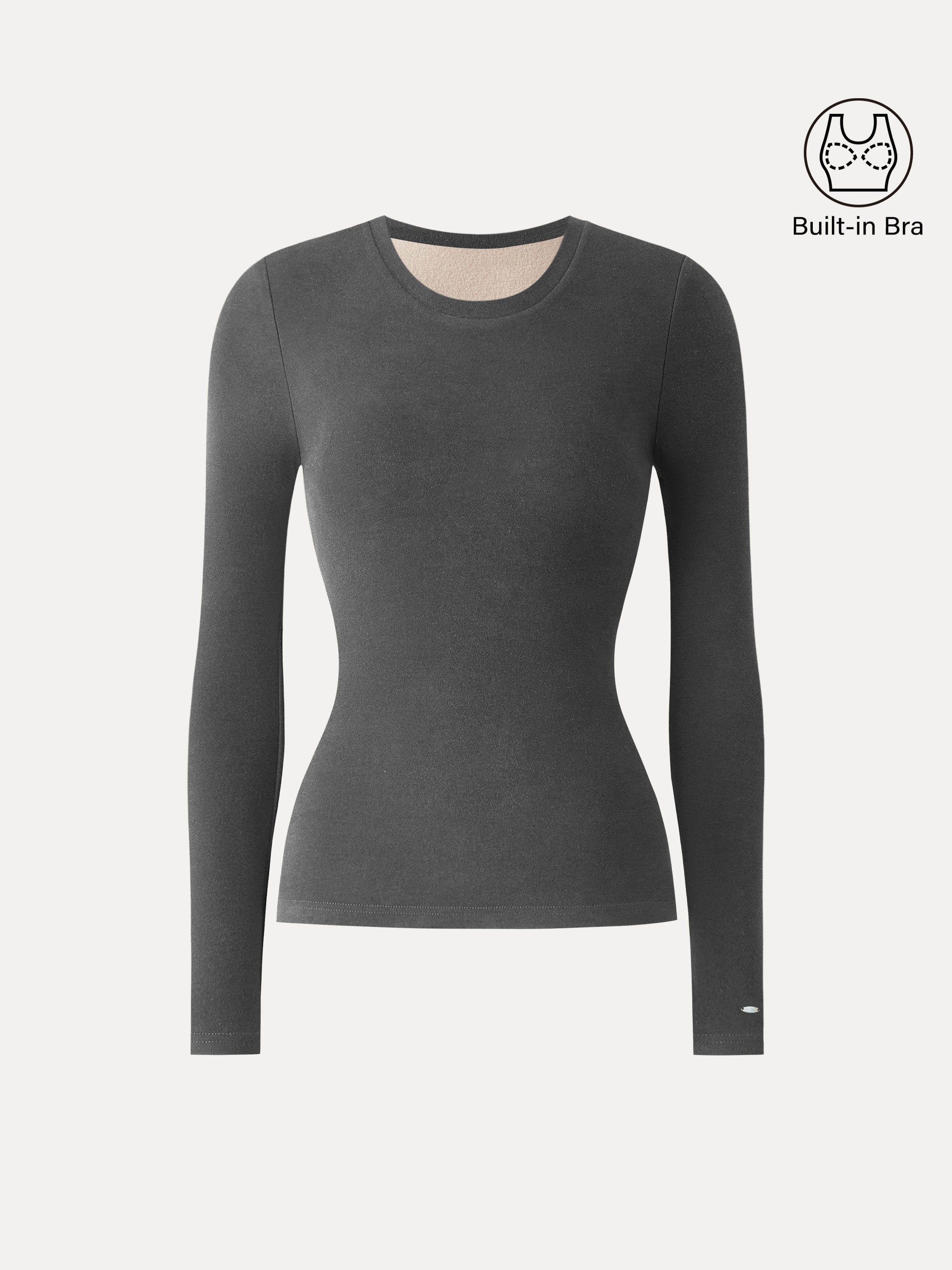 MaxWarm Crewneck Long Sleeve Brami Smoky Navy – Women > Tops > Bra Tops | FormaLuxe