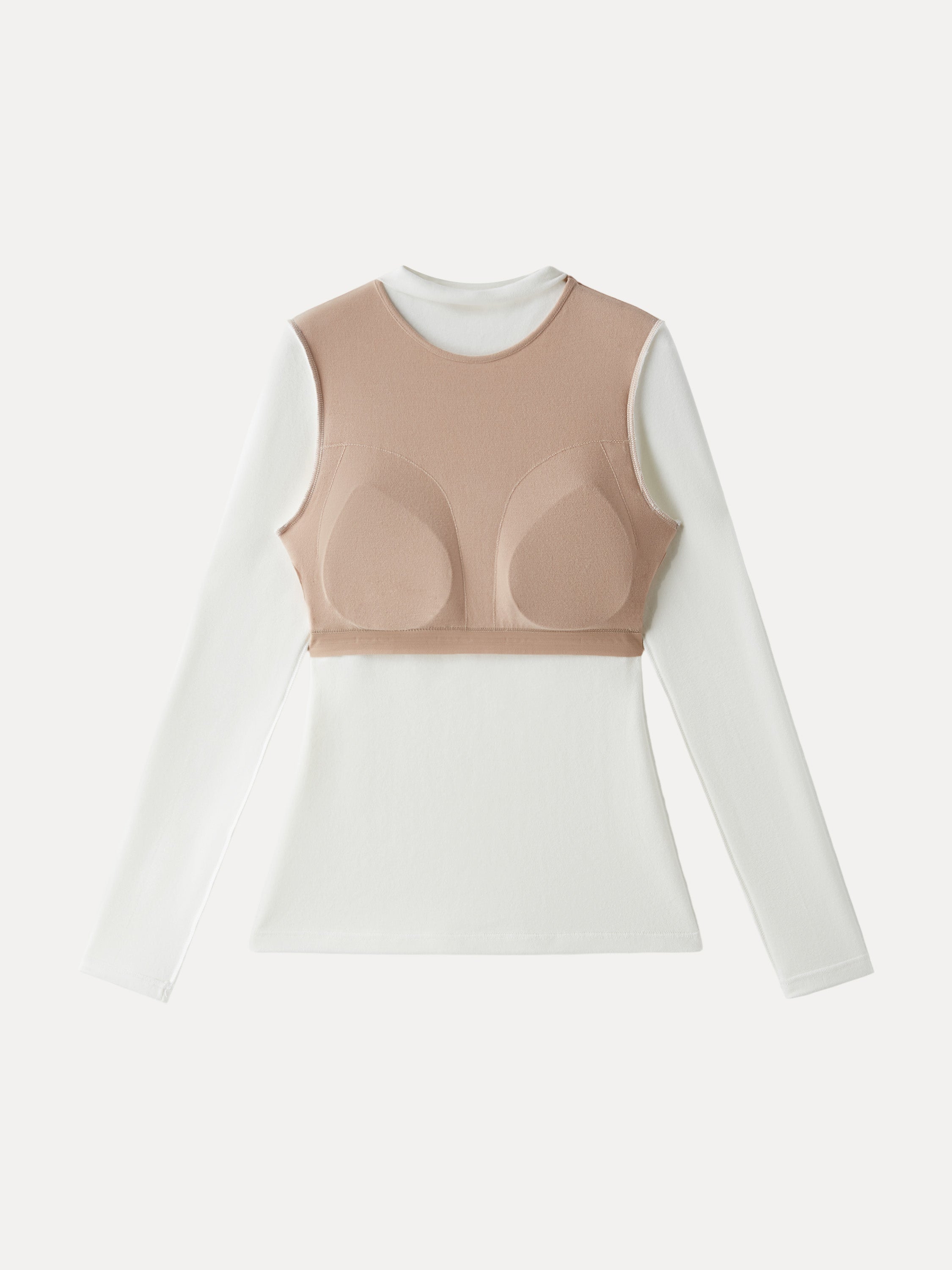 MaxWarm Brushed Mockneck Long Sleeve Brami White – Women > Tops > Bra Tops | FormaLuxe