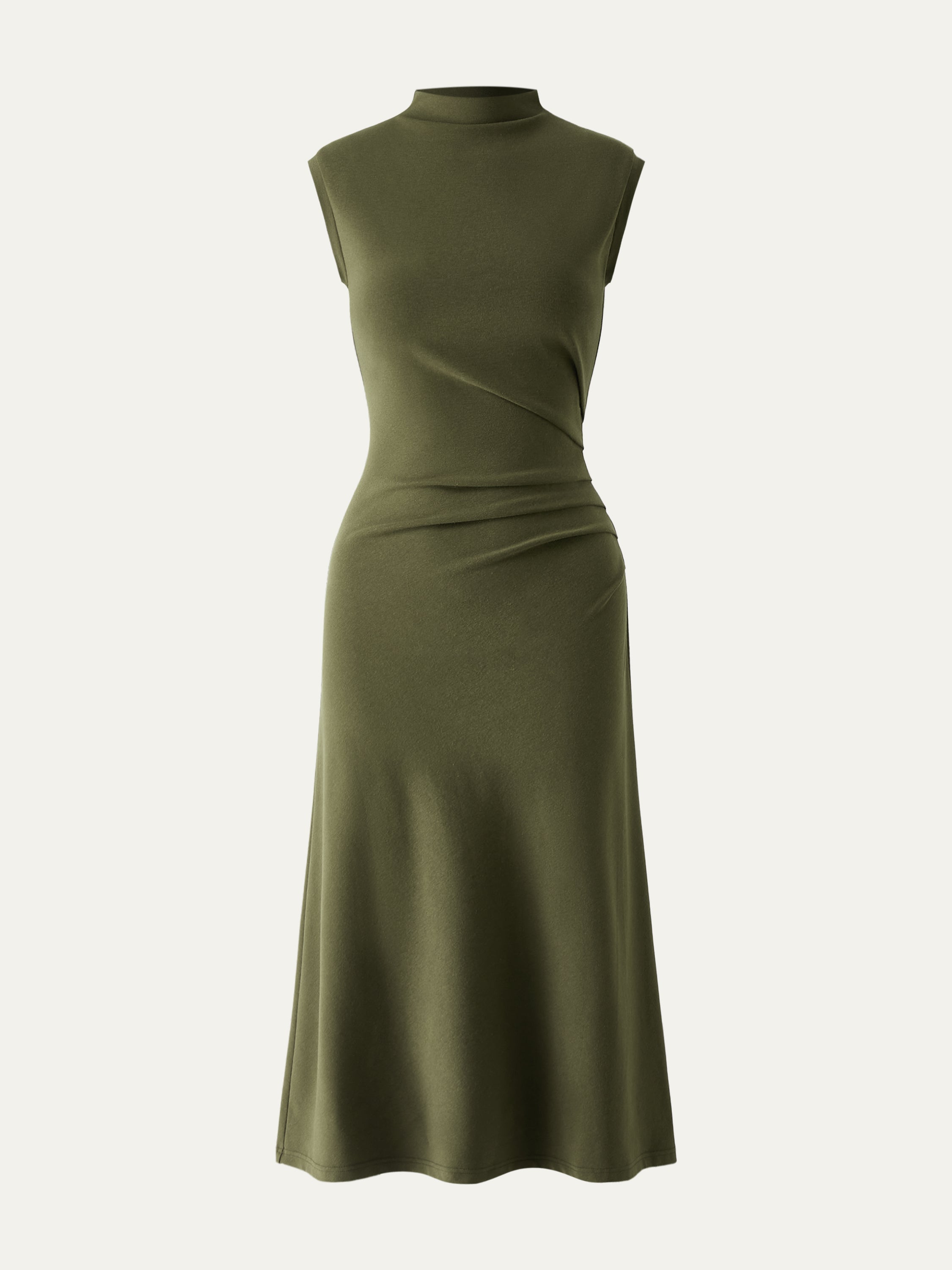 Mockneck Tucks Midi Dress Color – Women > Dresses > Midi Dresses | FormaLuxe