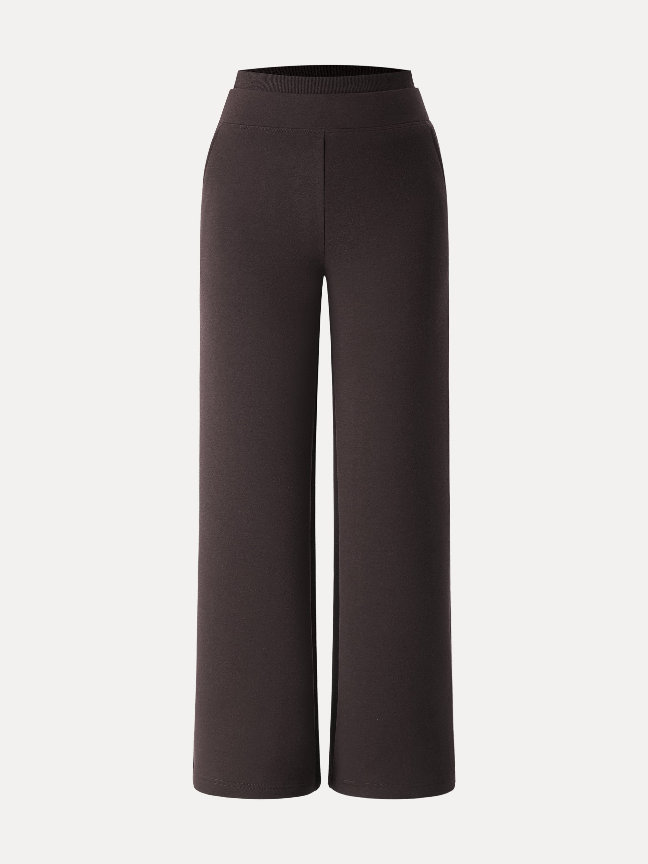 Double Waistband Straight Leg Pants with Pockets Heather Taupe – Women > Bottoms > Pants | FormaLuxe