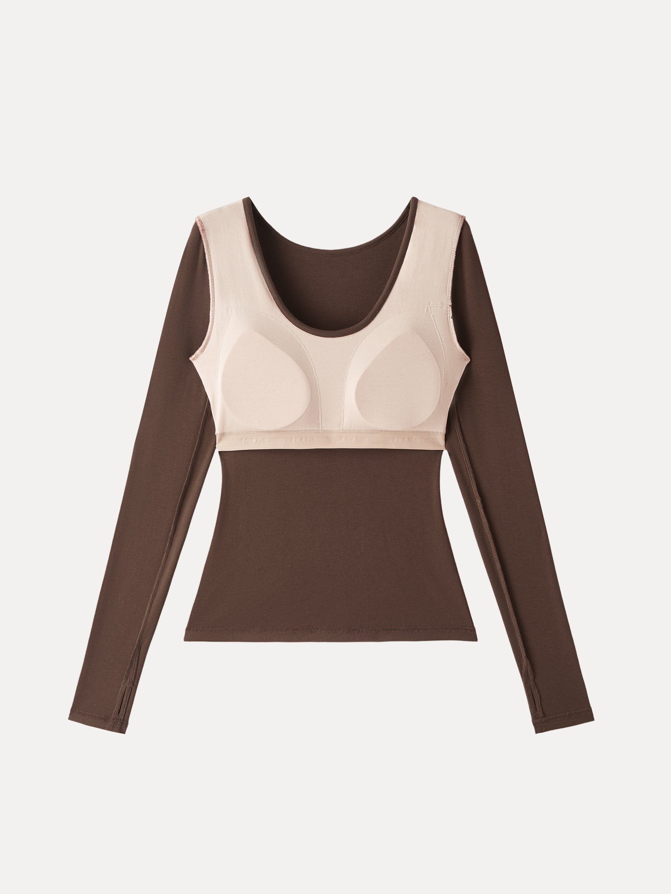 Lyocell Cashmere Scoop Neck Thumbhole Brami Rust Orange – Women > Tops > Bra Tops | FormaLuxe