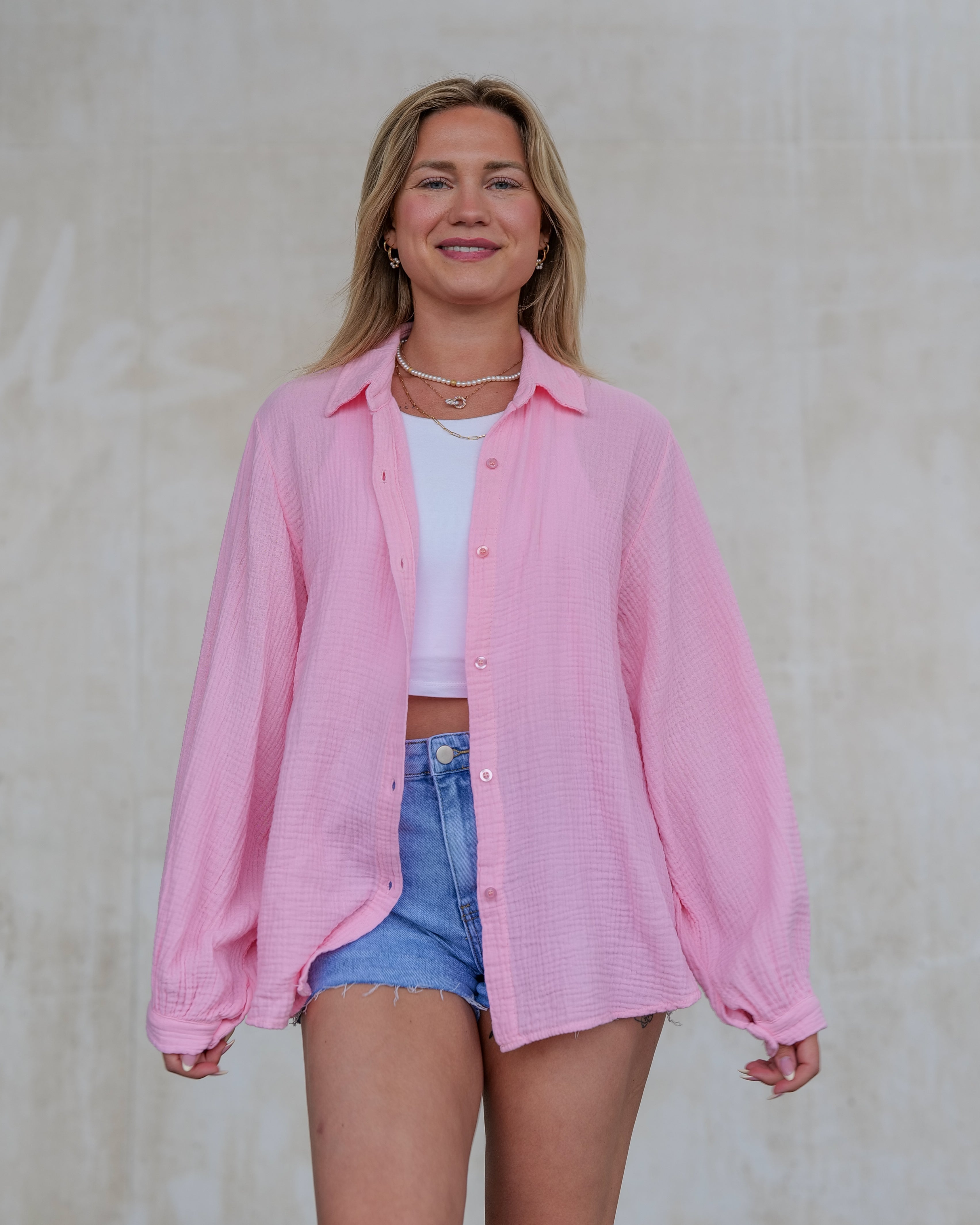 Musselin Bluse | Stella Weiß Rot – Oberteil | FormaLuxe