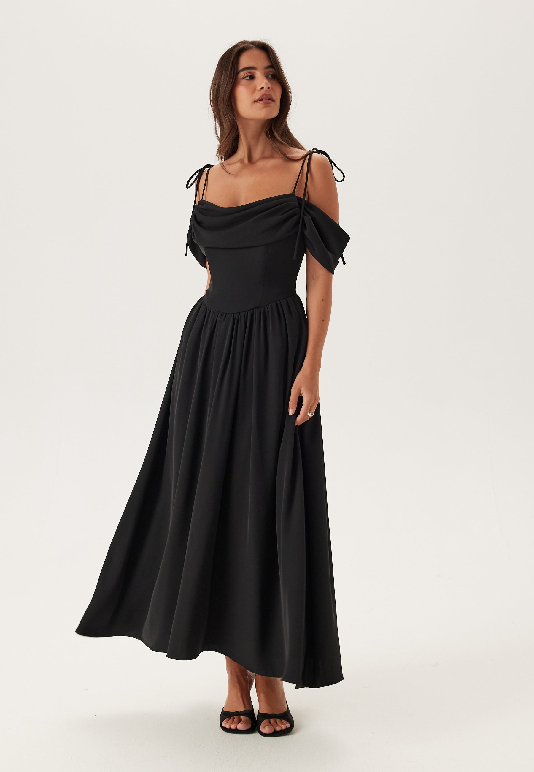 Drapiertes schulterfreies Korsett-Midikleid – Clothes | FormaLuxe