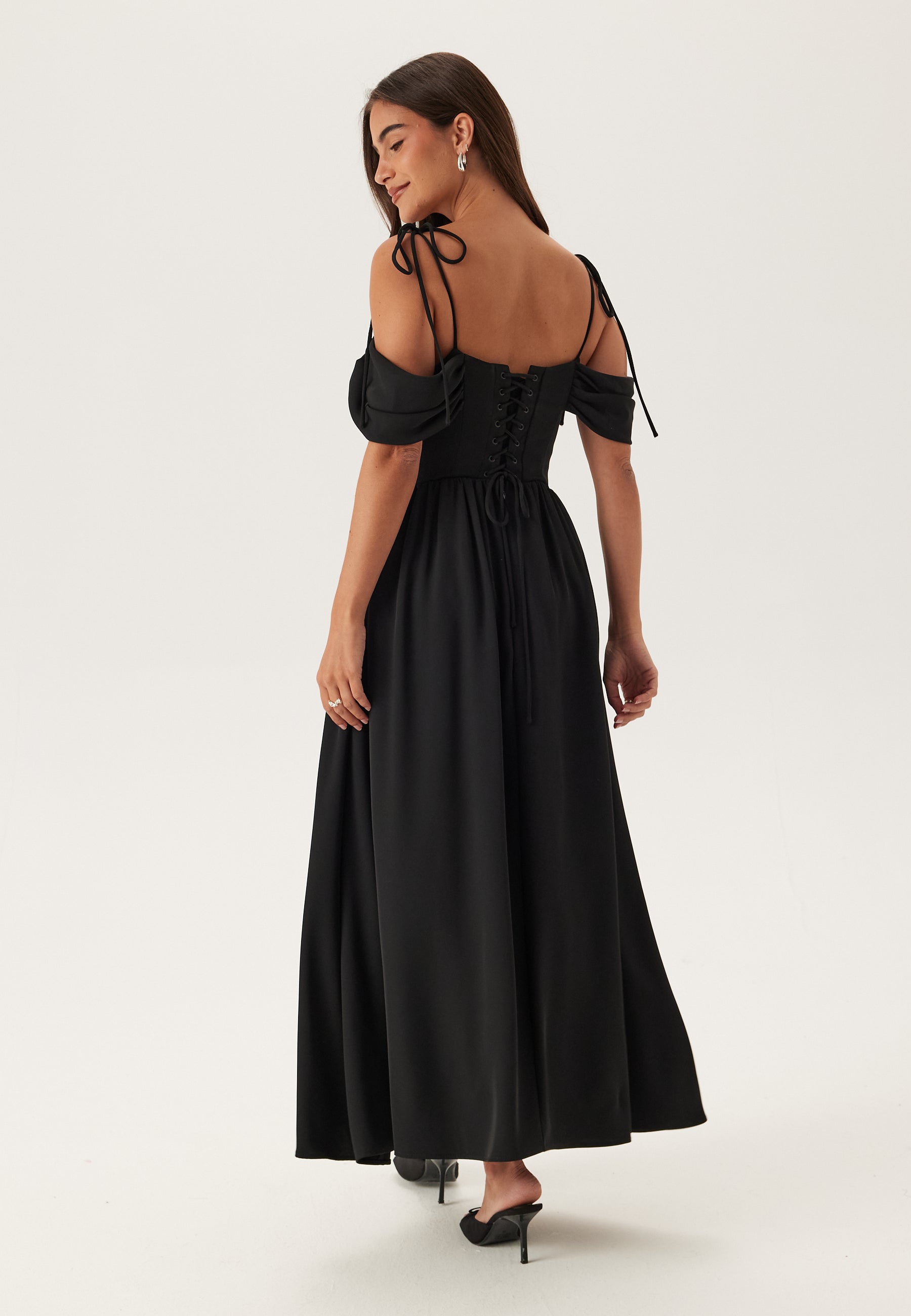Drapiertes schulterfreies Korsett-Midikleid – Clothes | FormaLuxe