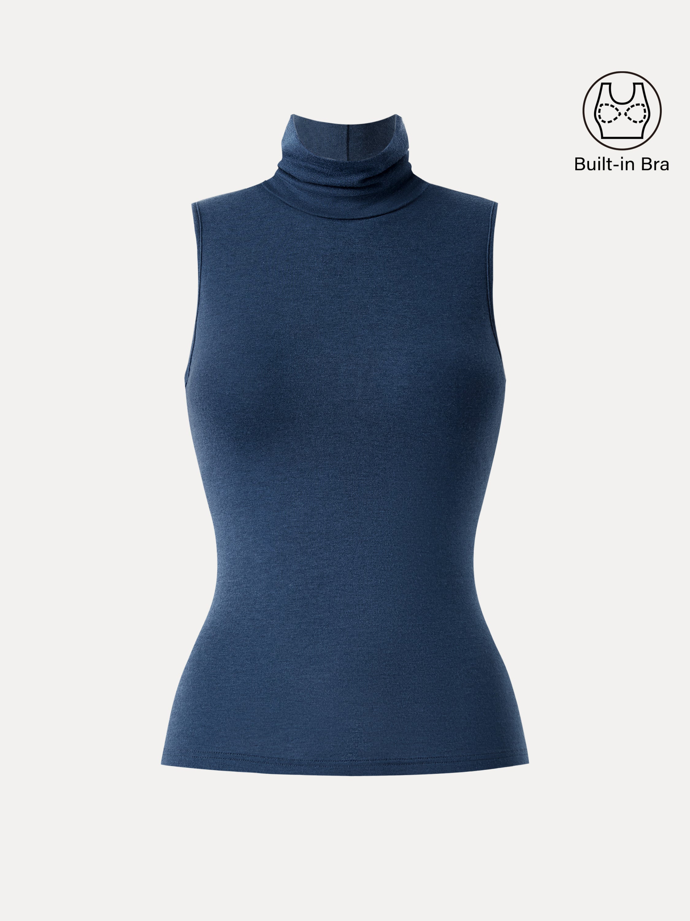 Lyocell Cashmere Sleeveless Turtleneck Brami Heather Grey – Women > Tops > Bra Tops | FormaLuxe