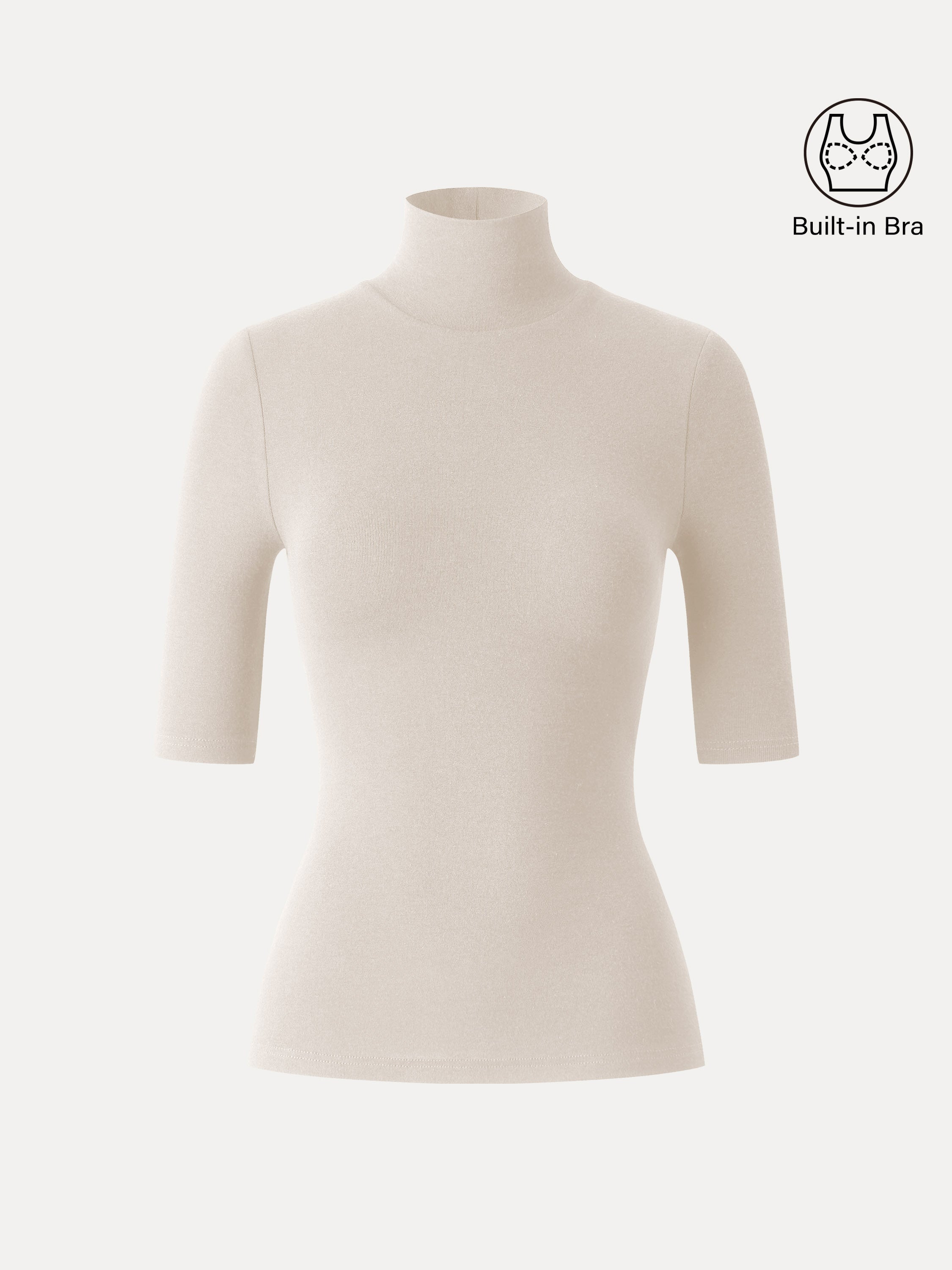 Essential Turtleneck Elbow Length Sleeve Brami Midnight Navy – Women > Tops > Bra Tops | FormaLuxe