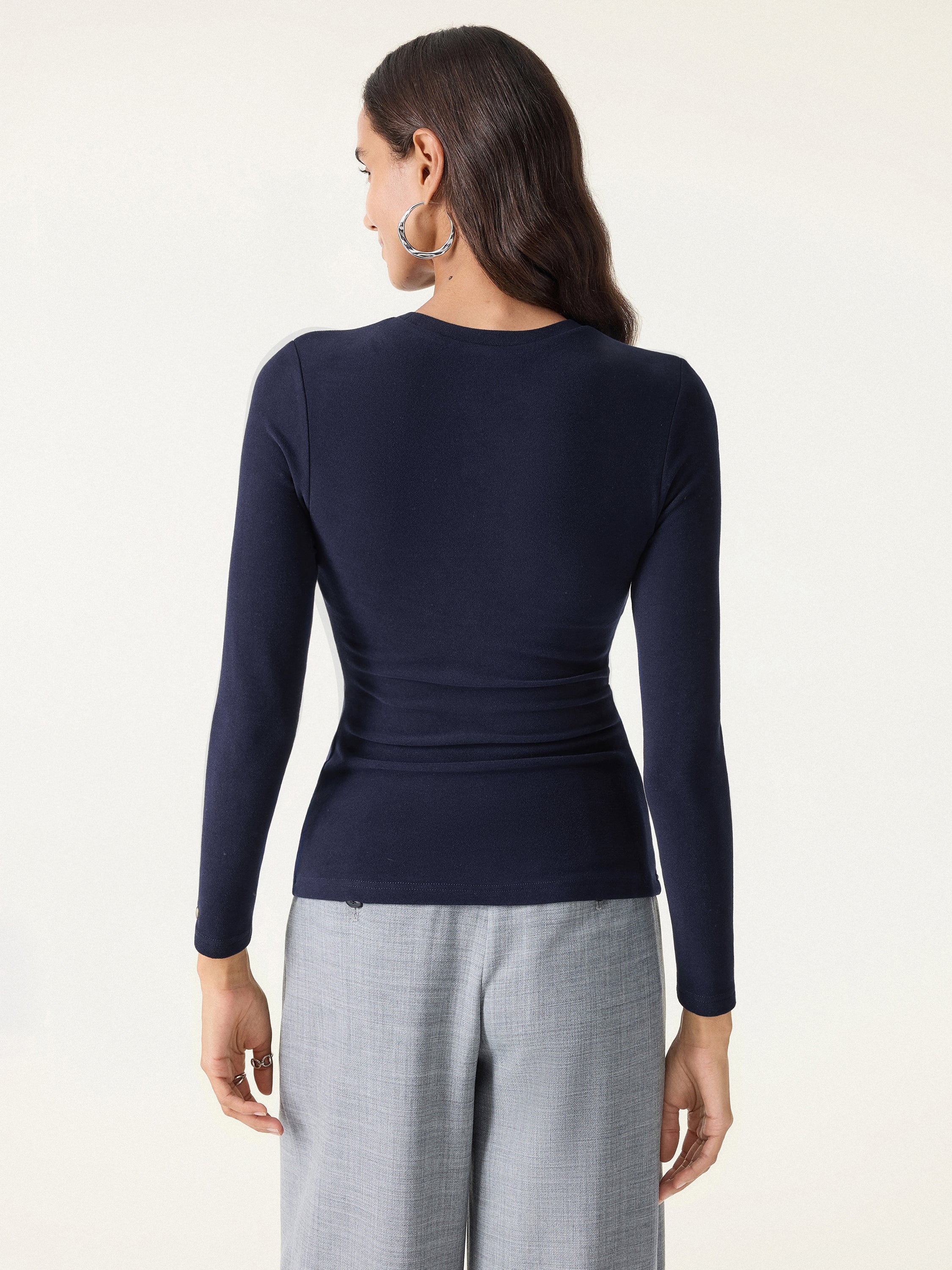 MaxWarm Crewneck Long Sleeve Brami Smoky Navy – Women > Tops > Bra Tops | FormaLuxe