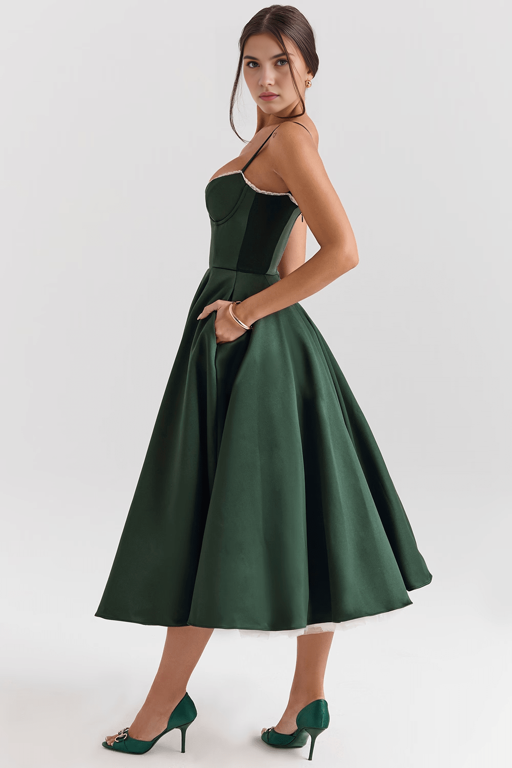 Cloe Midikleid – Waldgrün