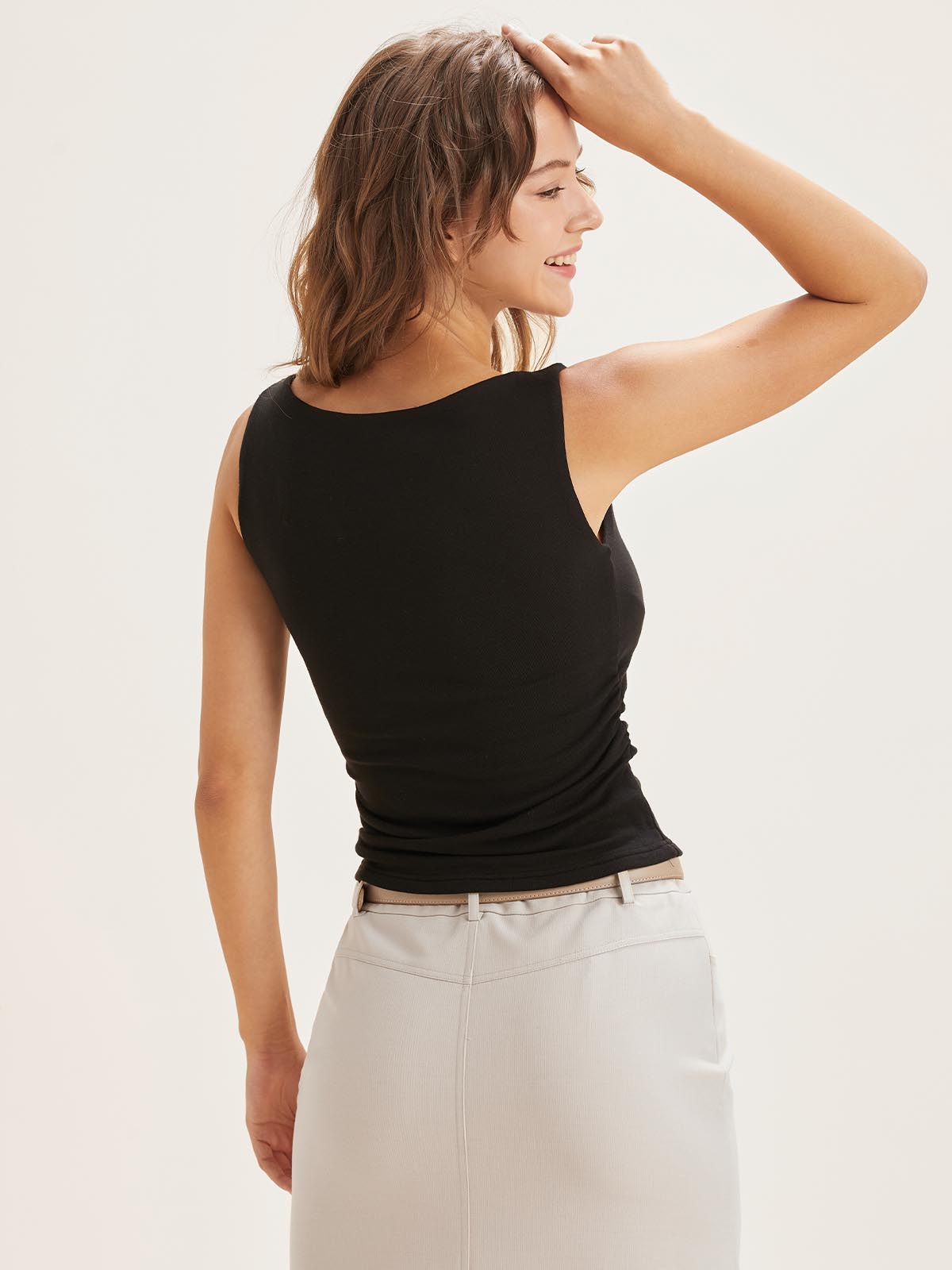 Boat Neck Brami Tank Top Black – Women > Tops > Bra Tops | FormaLuxe