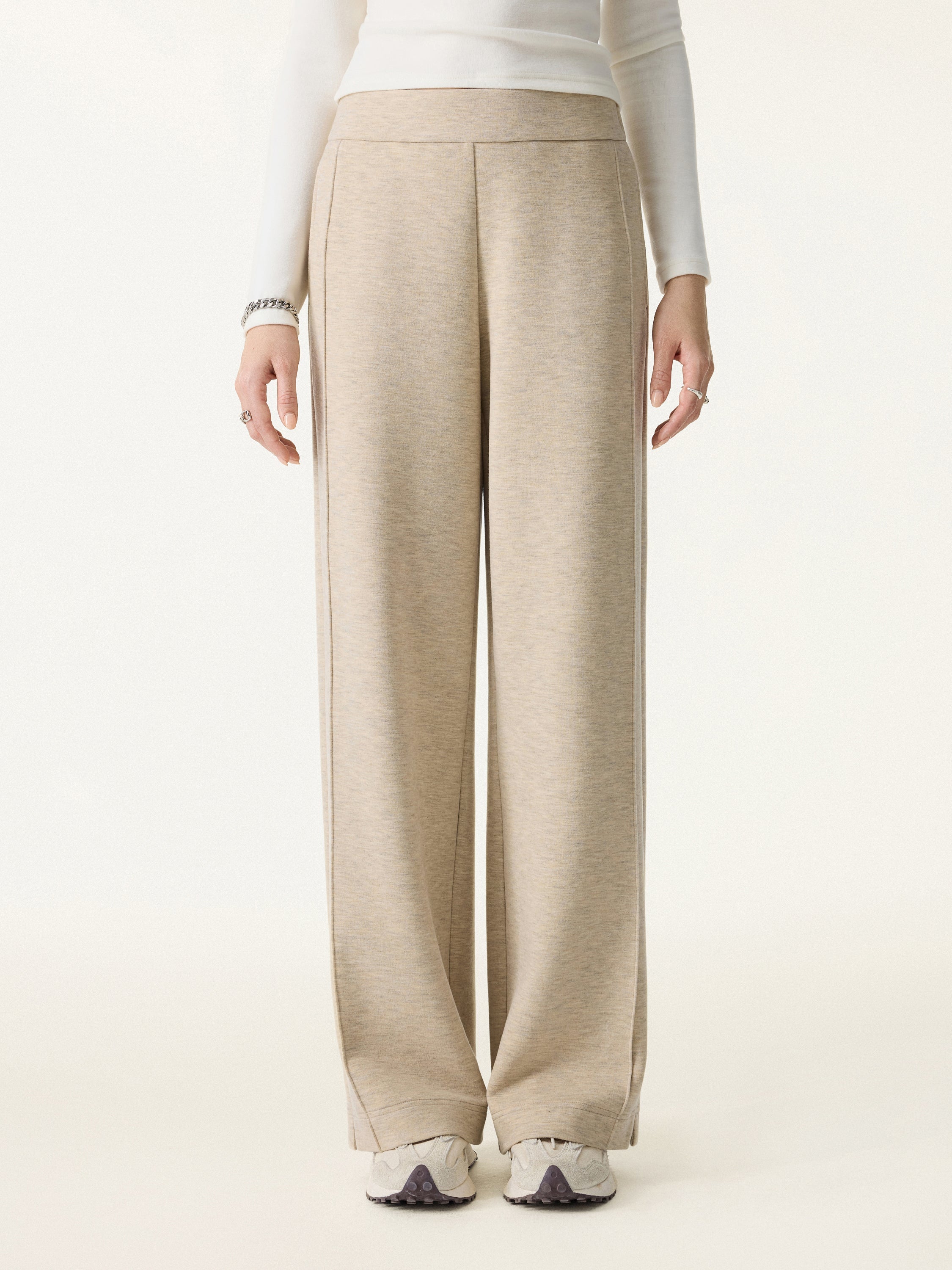Cozy Warm High Rise Straight Leg Pull-On Pants Heather Morganite – Women > Bottoms > Pants | FormaLuxe