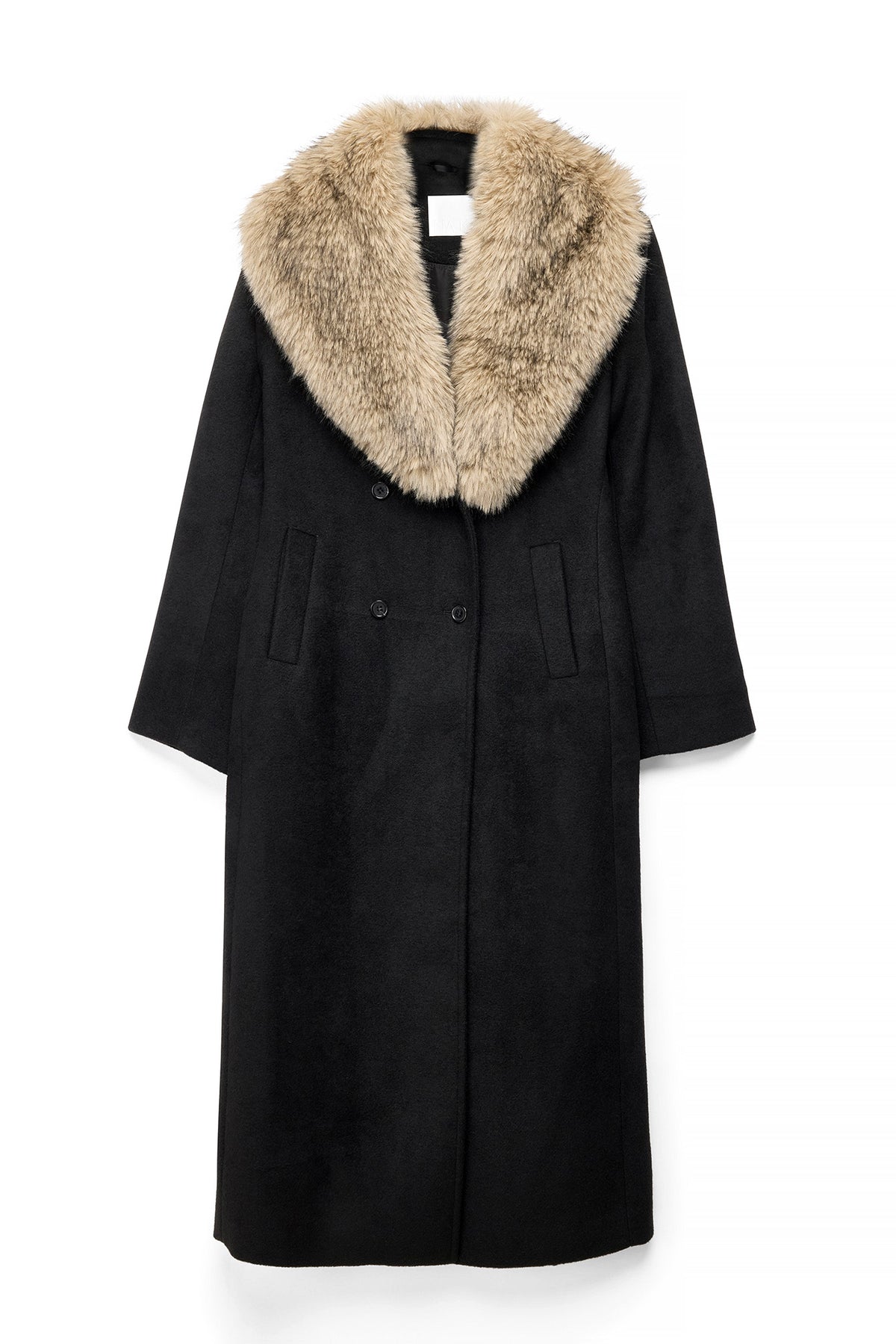 Mantel mit Fellkragen Damen Charlotte in Schwarz – FormaLuxe