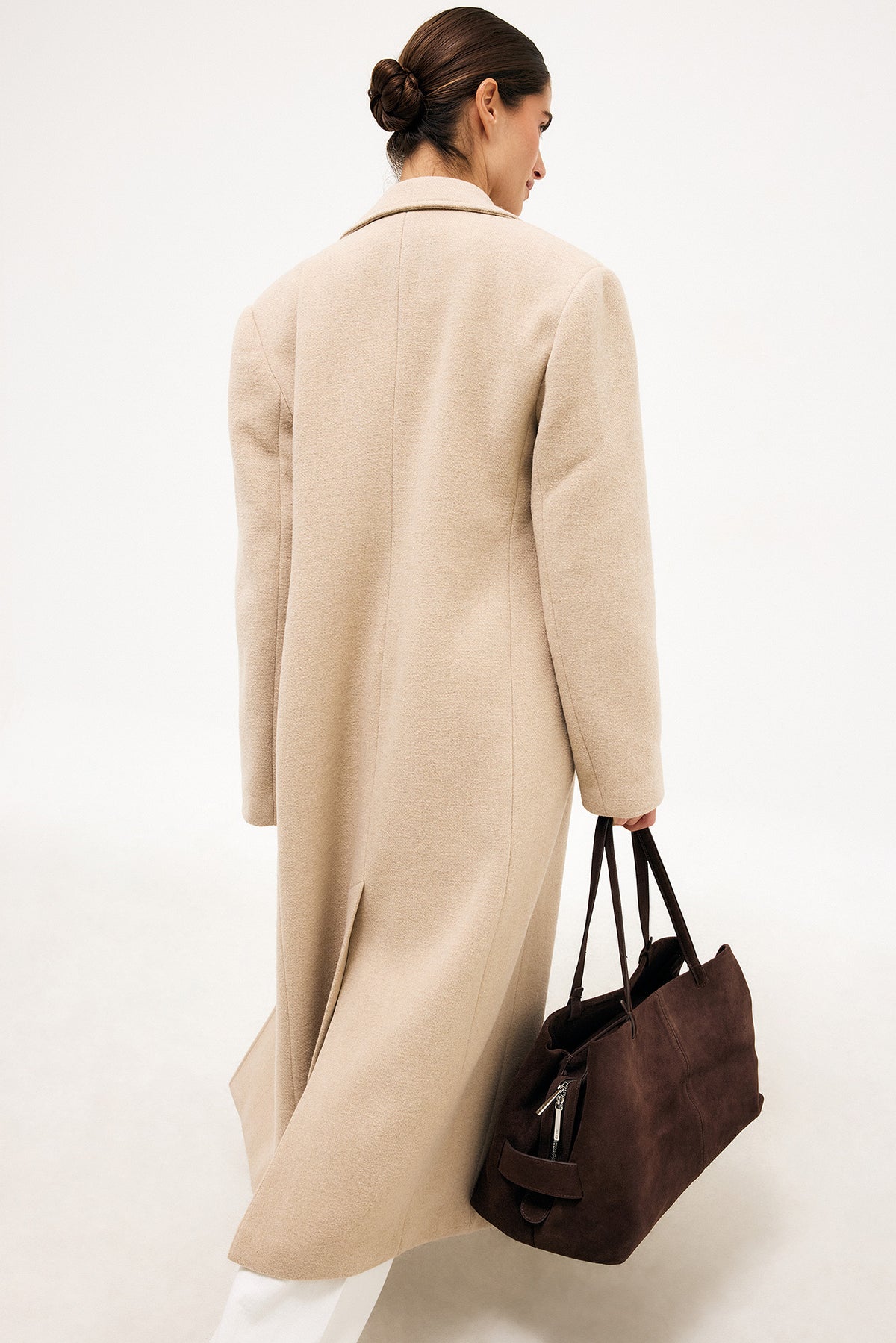 Zweireihiger Mantel Damen Johanna in Sand – FormaLuxe