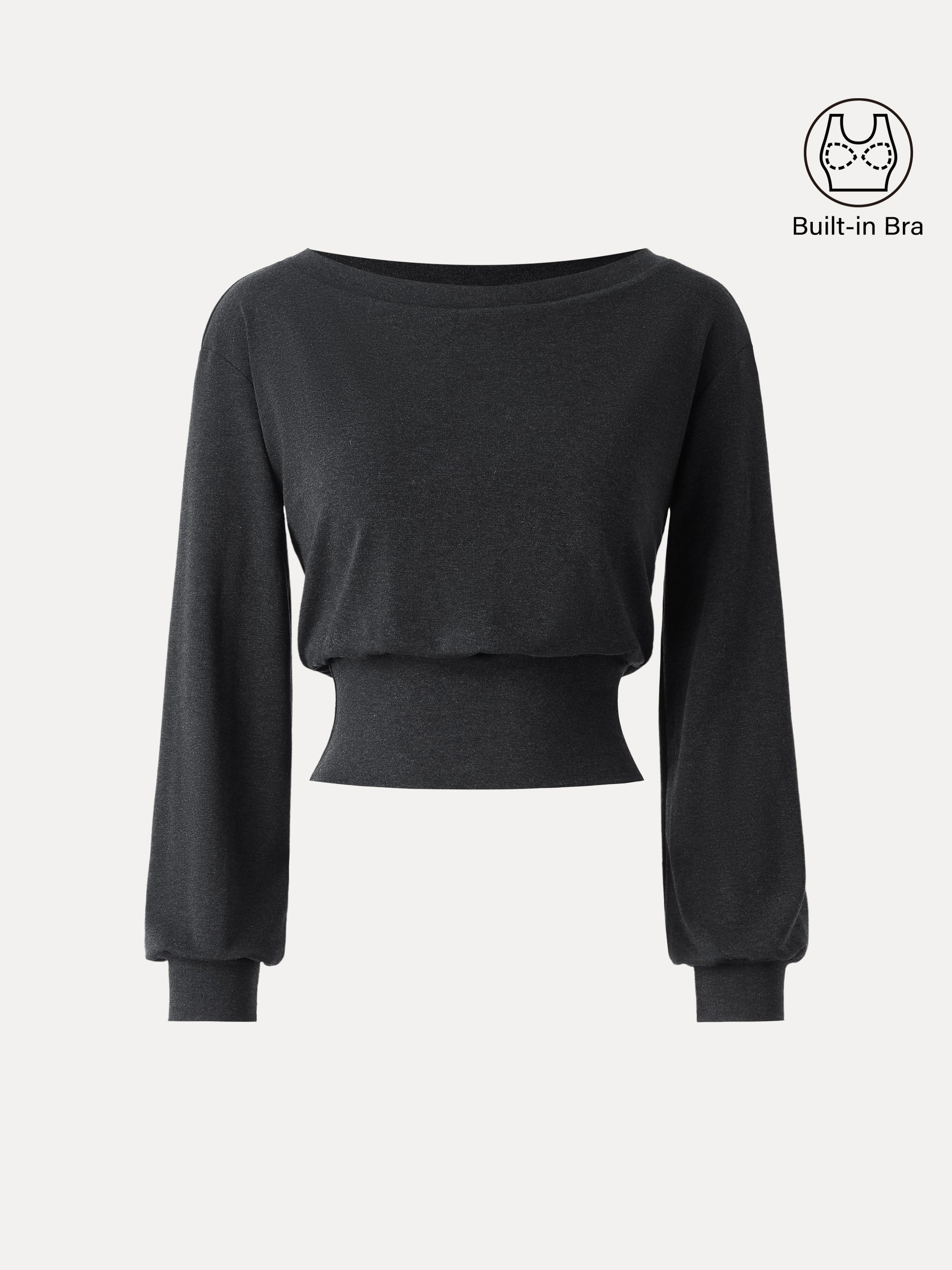 Non-Itchy Wool Blend Boatneck Brami Heather Black – Women > Tops > Bra Tops | FormaLuxe