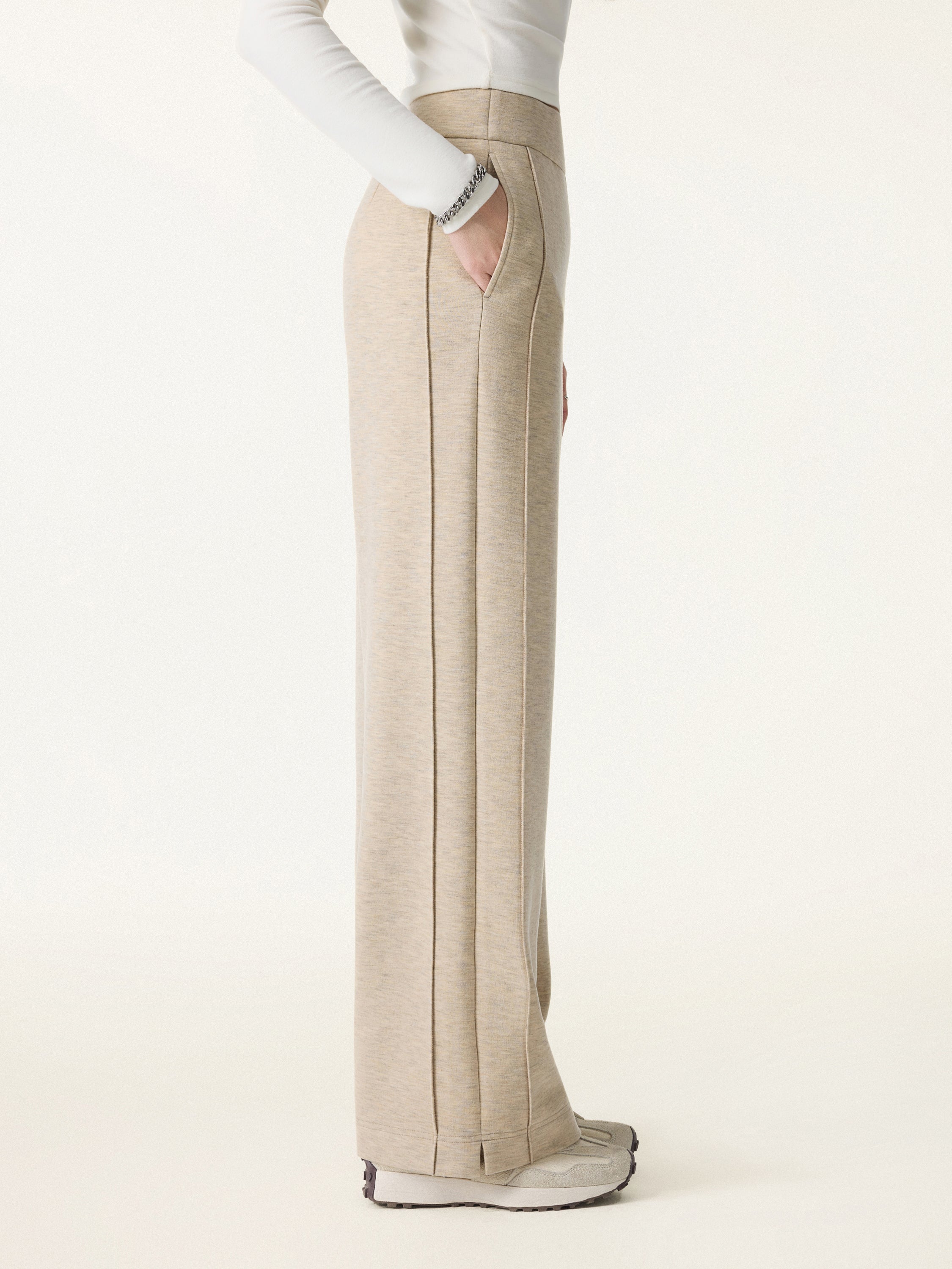 Cozy Warm High Rise Straight Leg Pull-On Pants Heather Morganite – Women > Bottoms > Pants | FormaLuxe