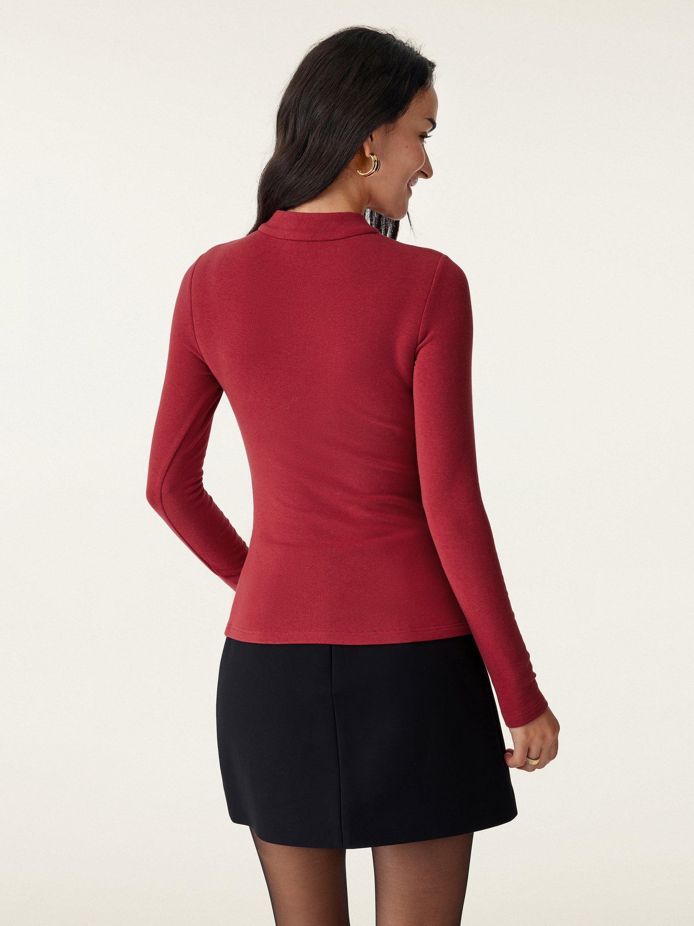 Mandarin Collar Asymmetric Frog Button Brami Top Limited Edition Christmas Red – Women > Tops > Bra Tops | FormaLuxe