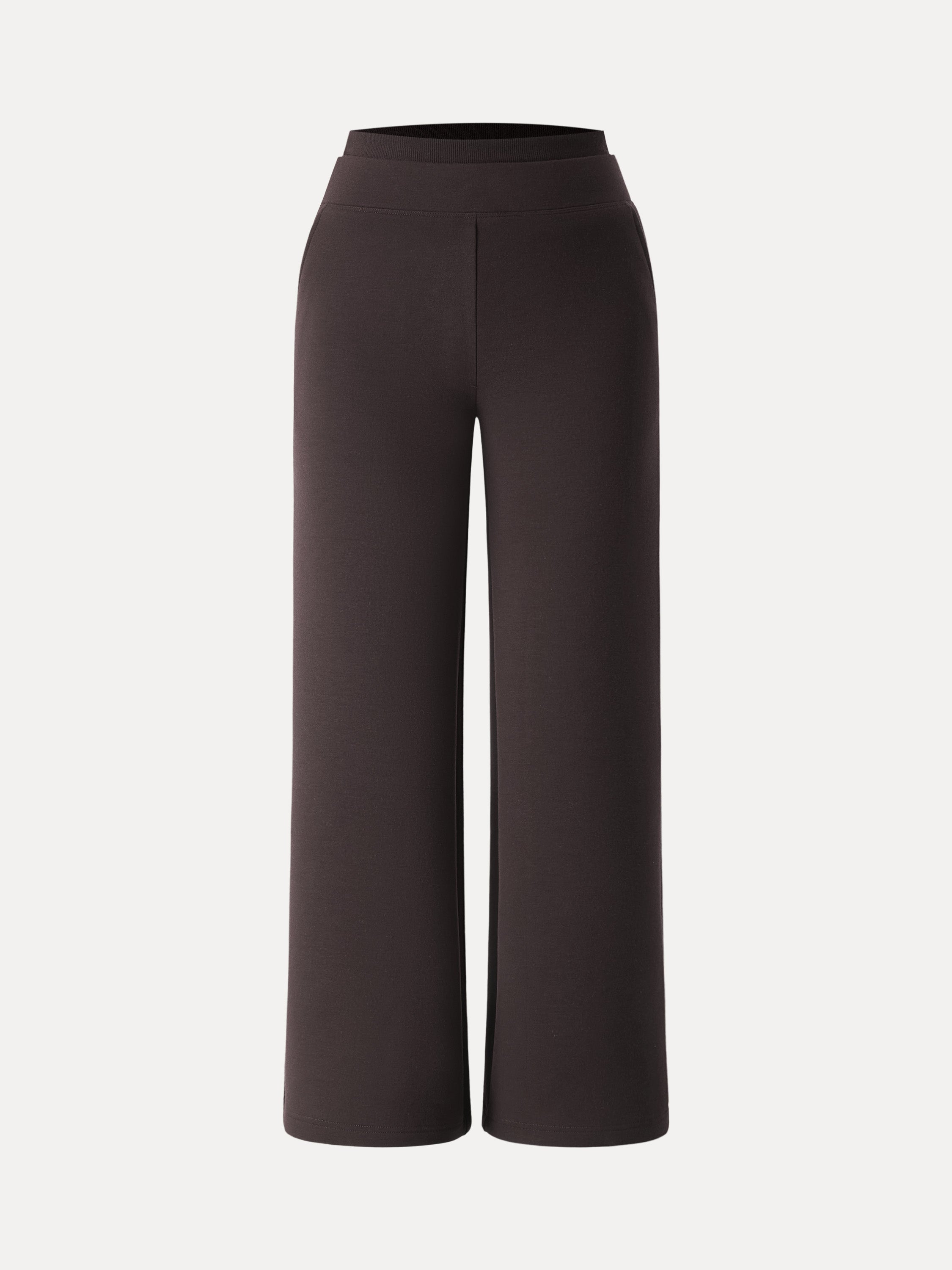 Double Waistband Straight Leg Pants with Pockets Heather Taupe – Women > Bottoms > Pants | FormaLuxe