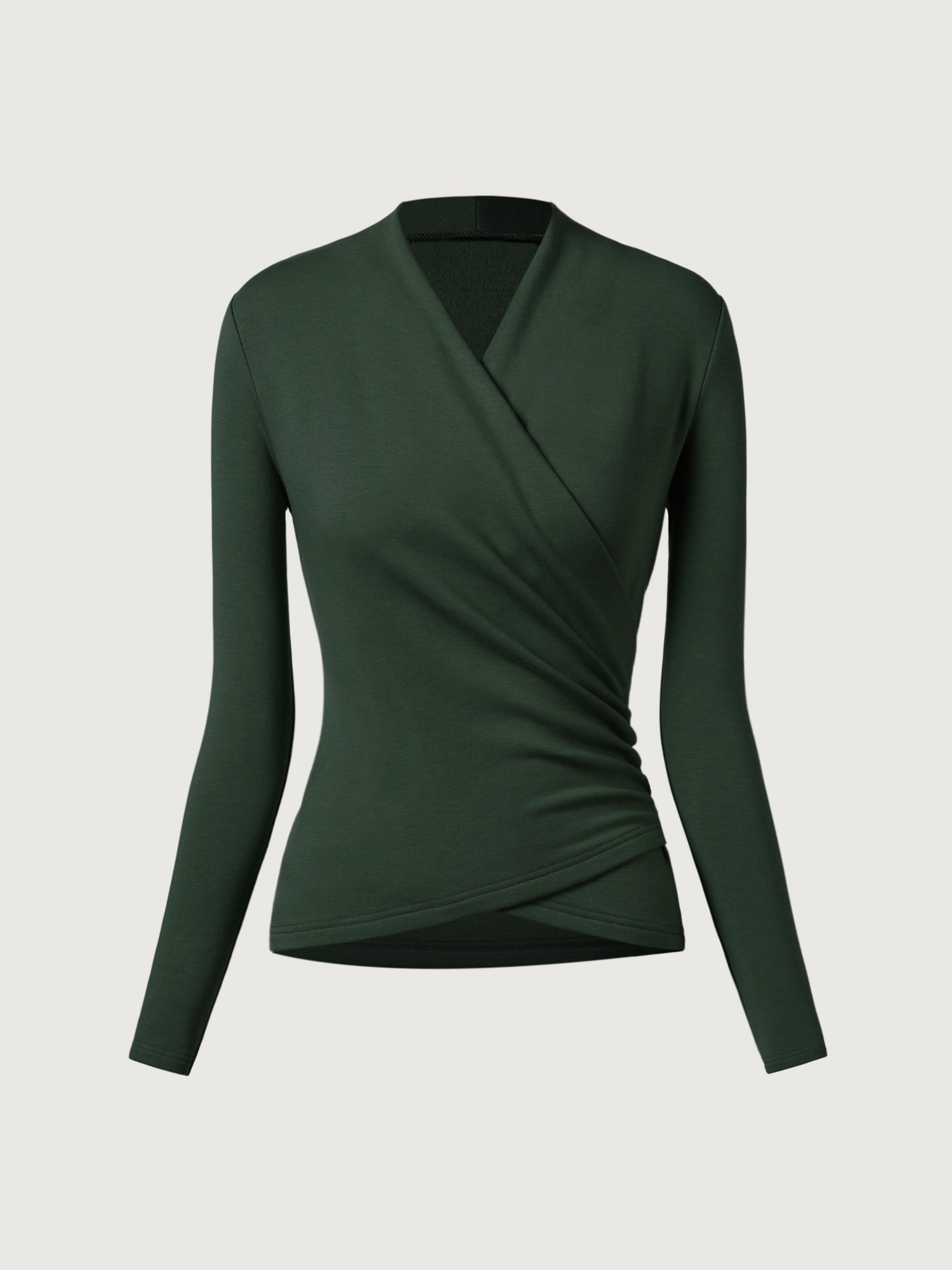 Top à Manches Longues Surplice Thermique Eco-Mousse®3.0 Bush Green – Femmes > Hauts > Chemises&Hauts | FormaLuxe