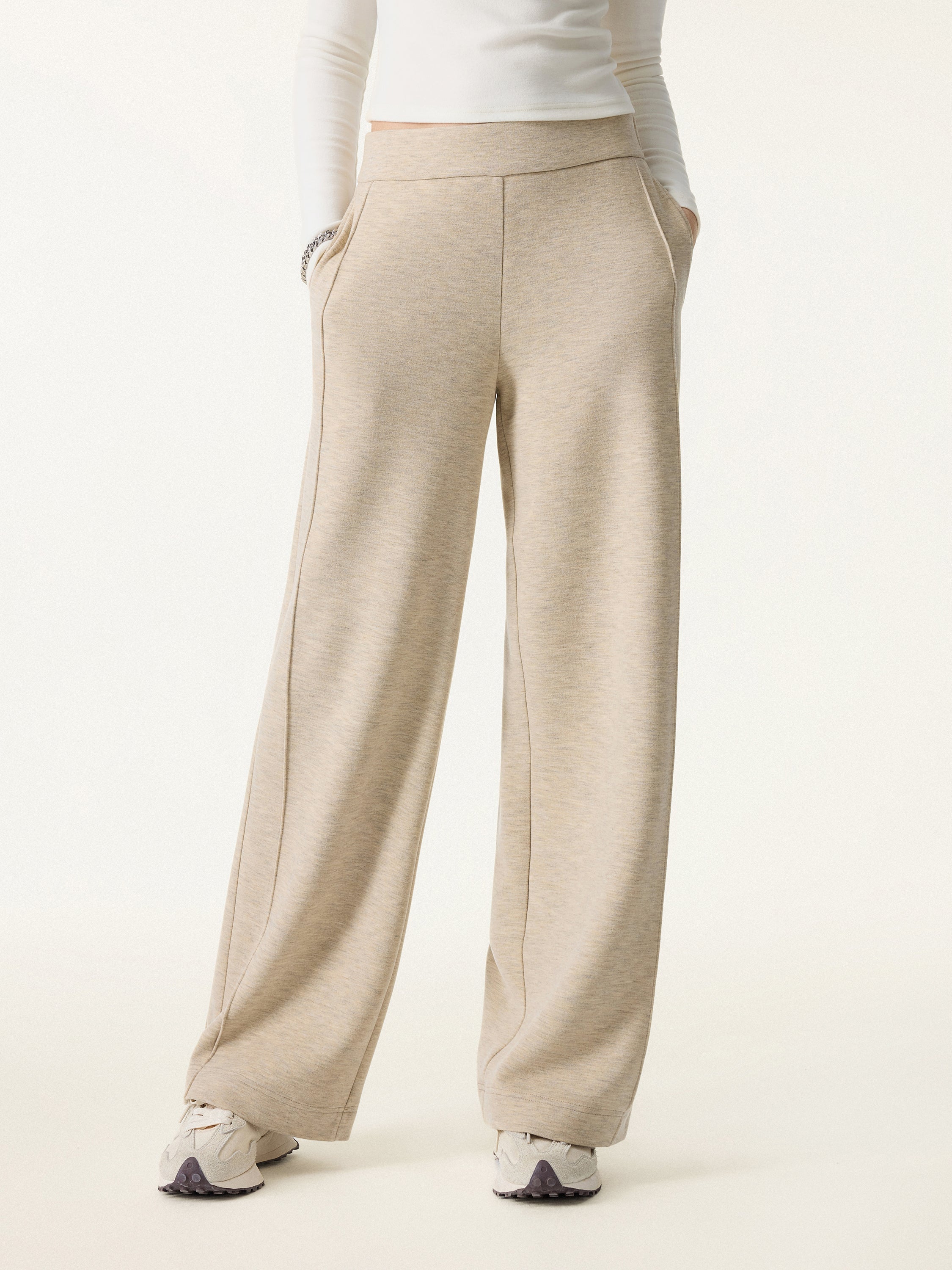 Cozy Warm High Rise Straight Leg Pull-On Pants Heather Morganite – Women > Bottoms > Pants | FormaLuxe