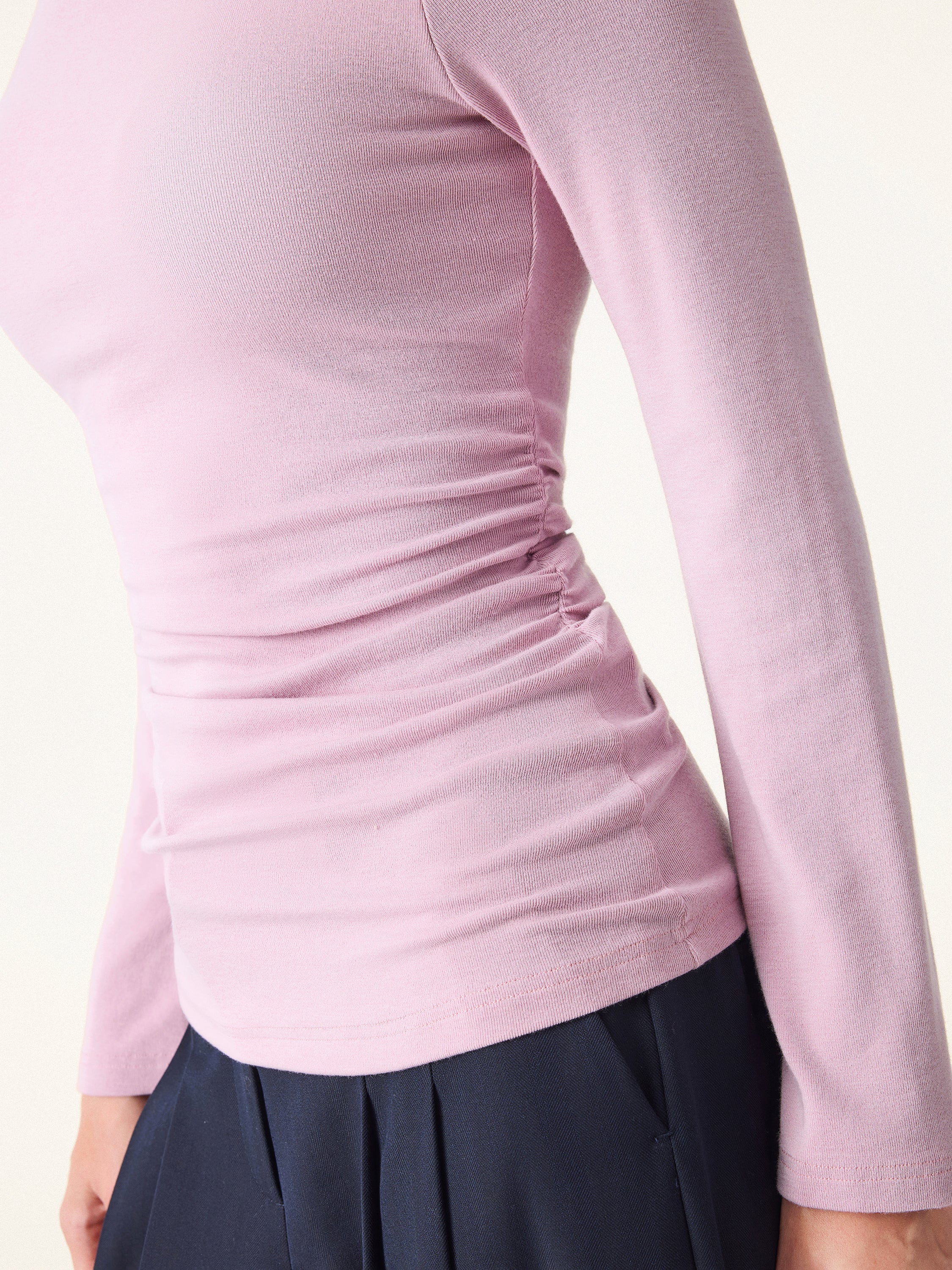 Boatneck Bell Sleeves Ruched Brami Top Opera Mauve – Women > Tops > Bra Tops | FormaLuxe
