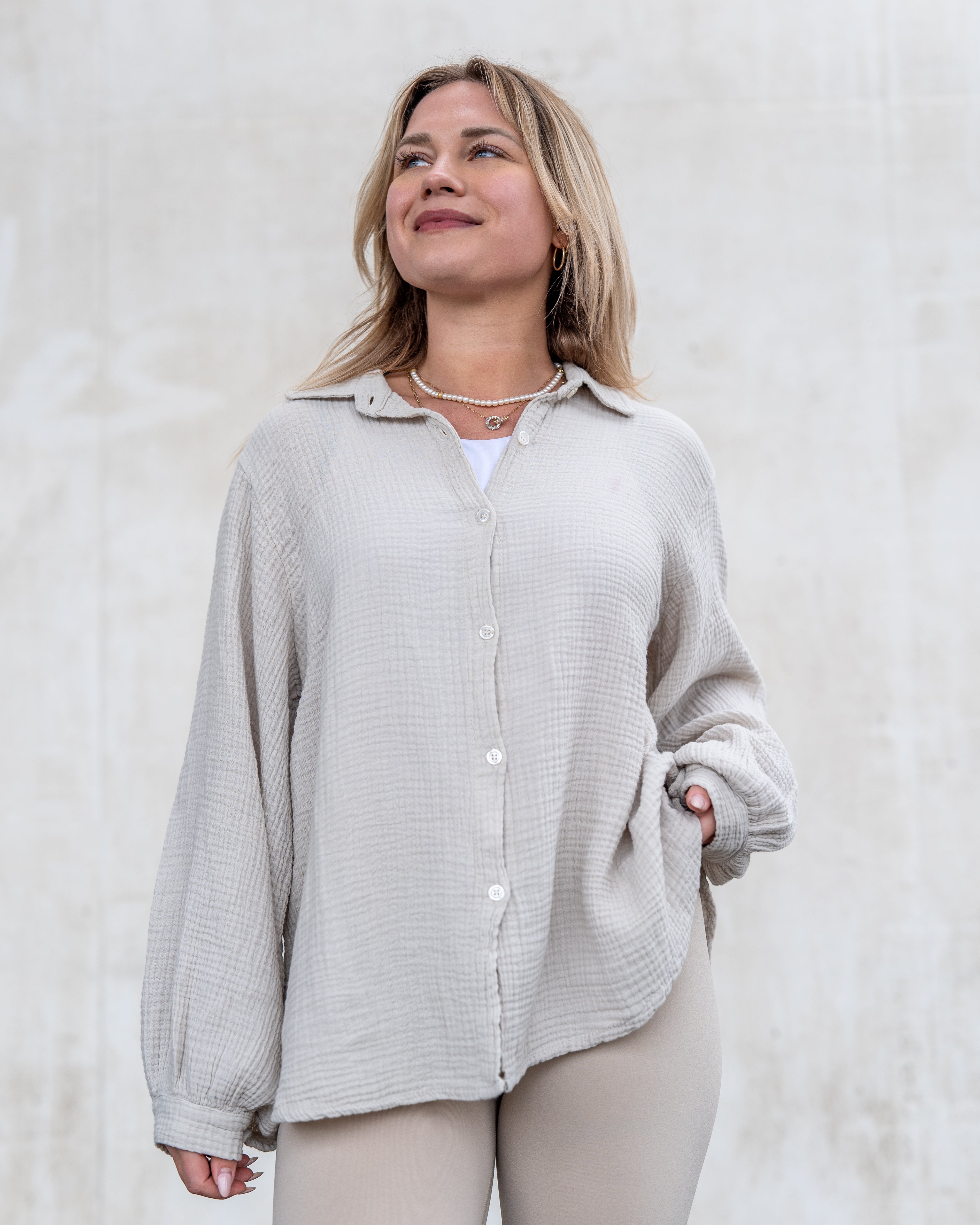 Musselin Bluse | Stella Weiß Rot – Oberteil | FormaLuxe