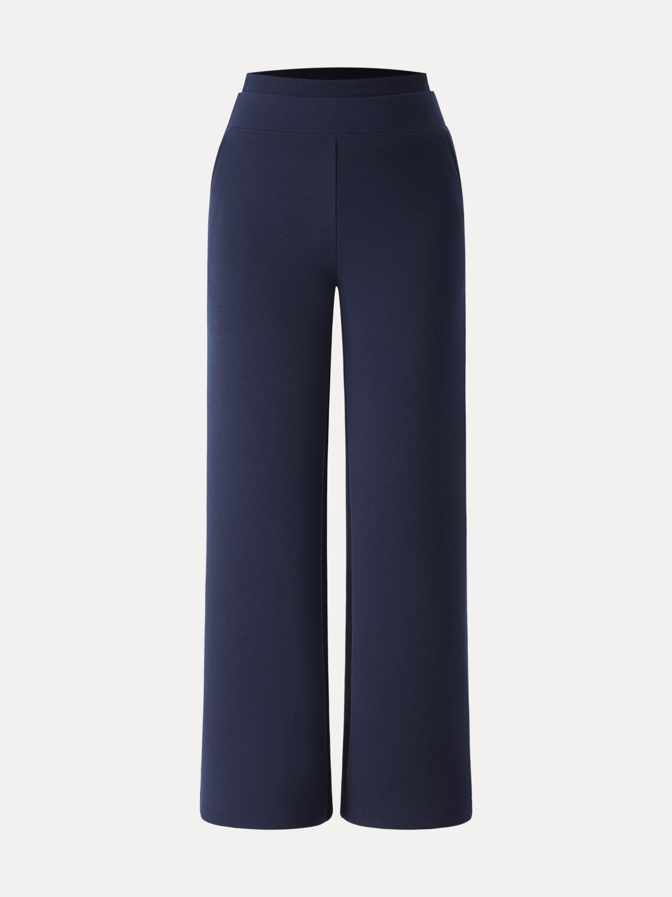 Double Waistband Straight Leg Pants with Pockets Heather Taupe – Women > Bottoms > Pants | FormaLuxe