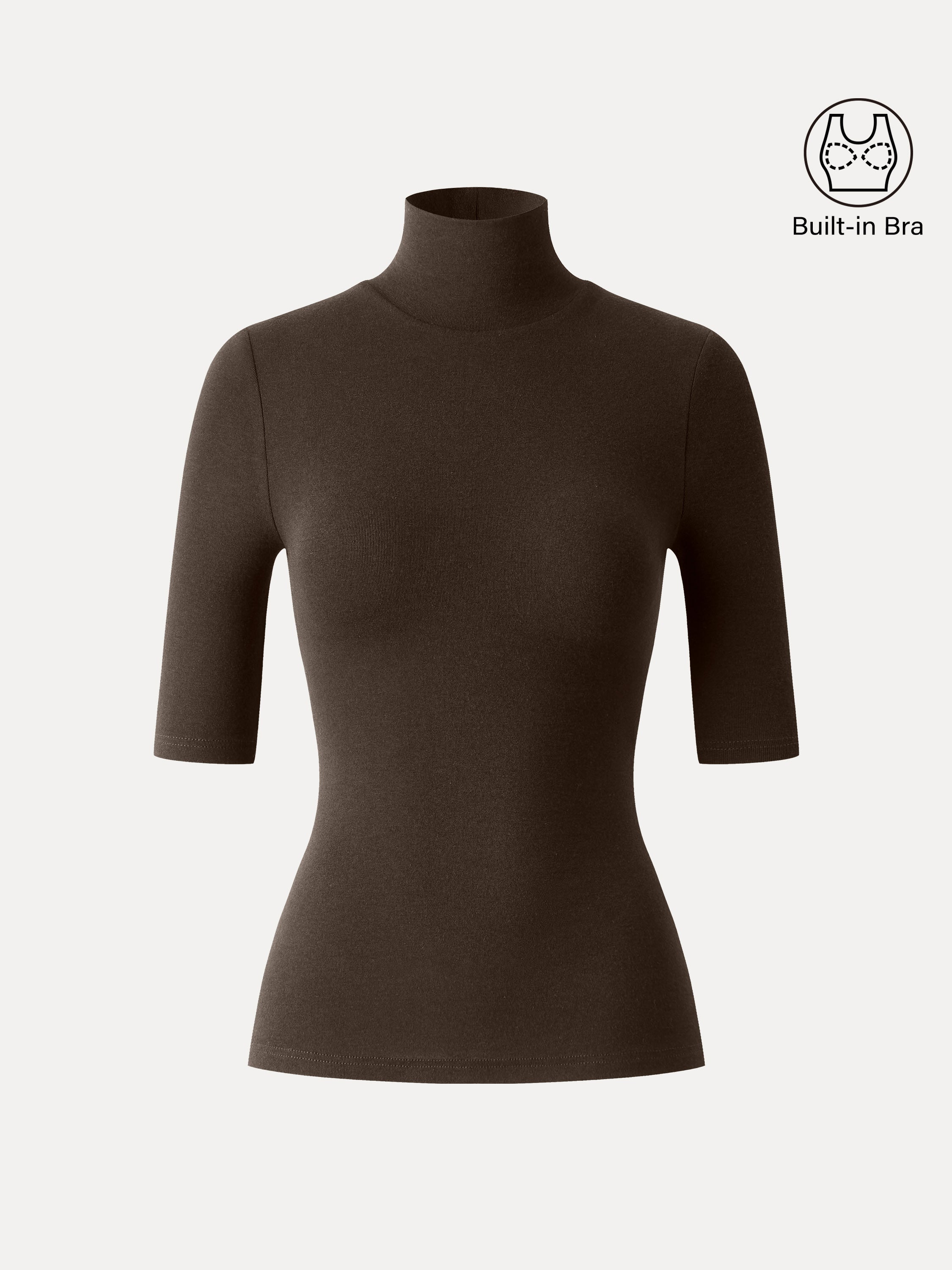 Essential Turtleneck Elbow Length Sleeve Brami Midnight Navy – Women > Tops > Bra Tops | FormaLuxe