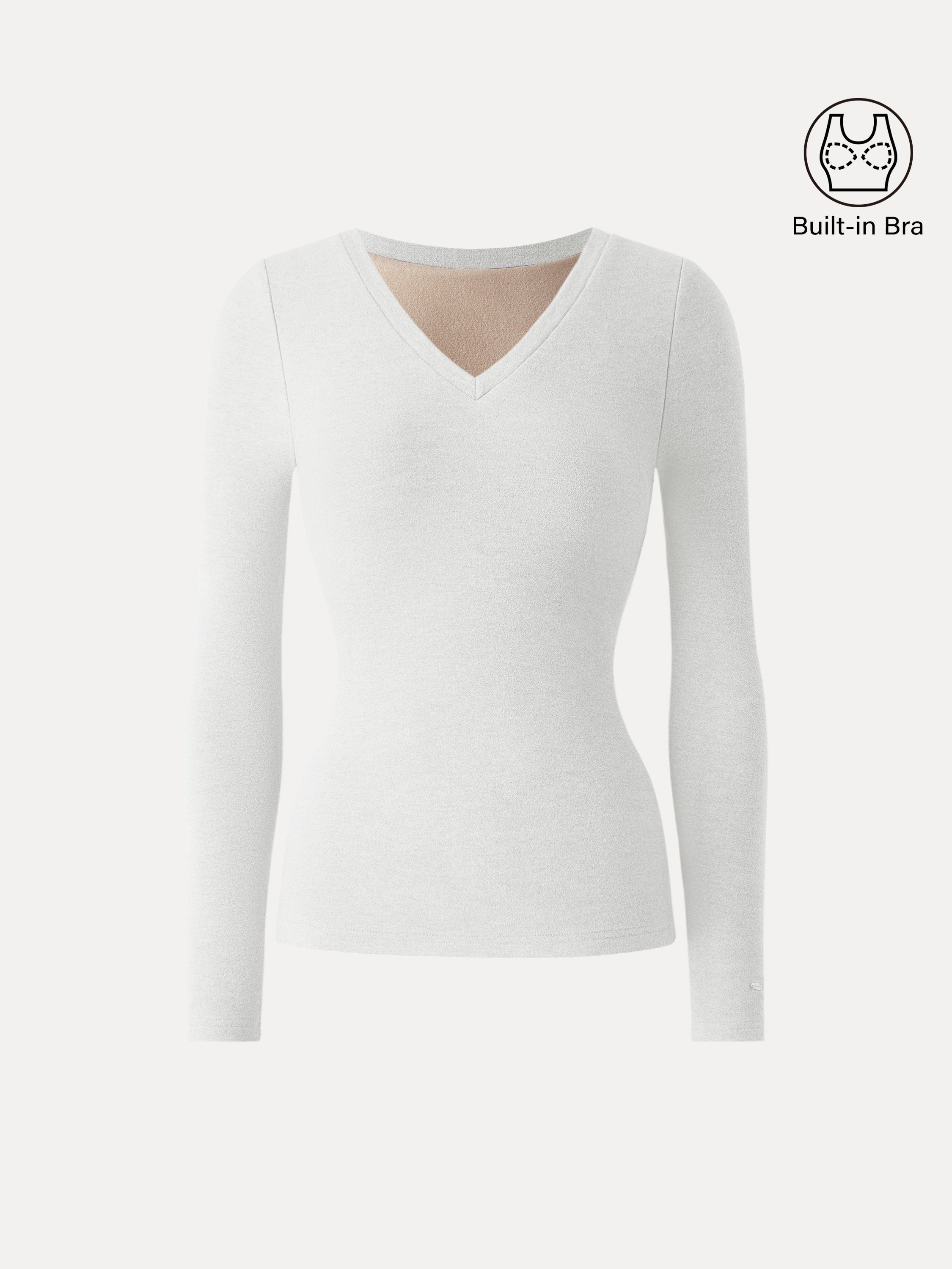 MaxWarm V-Neck Long Sleeve Brami Heather Grey – Women > Tops > Bra Tops | FormaLuxe