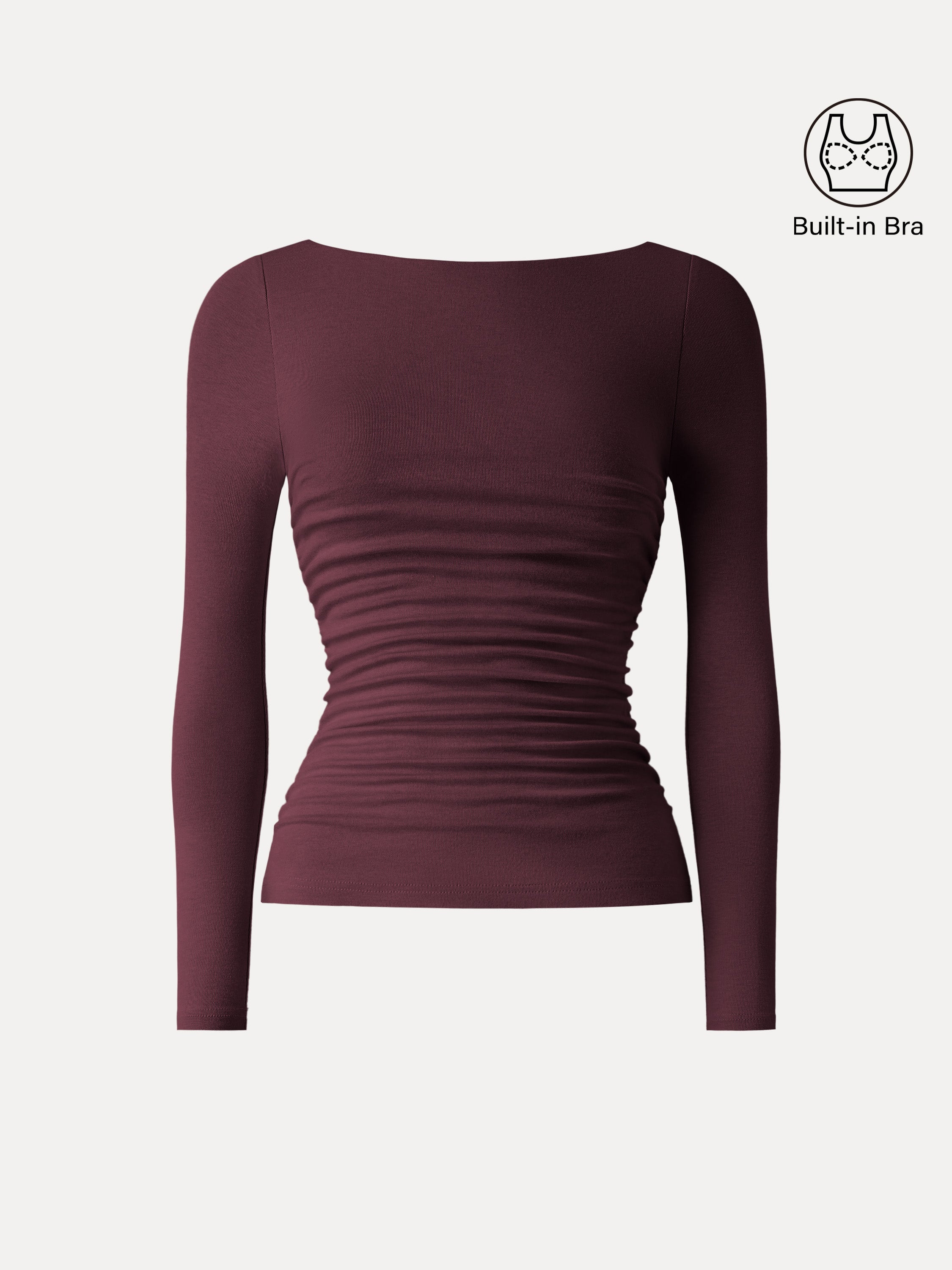 Light Warm Boatneck Ruched Brami Top Cloud White – Women > Tops > Bra Tops | FormaLuxe