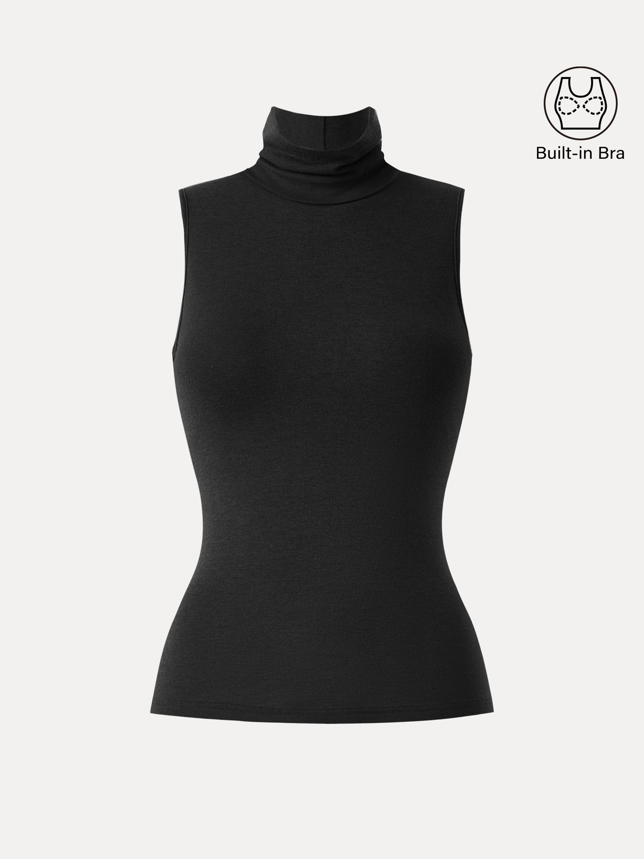 Lyocell Cashmere Sleeveless Turtleneck Brami Heather Grey – Women > Tops > Bra Tops | FormaLuxe