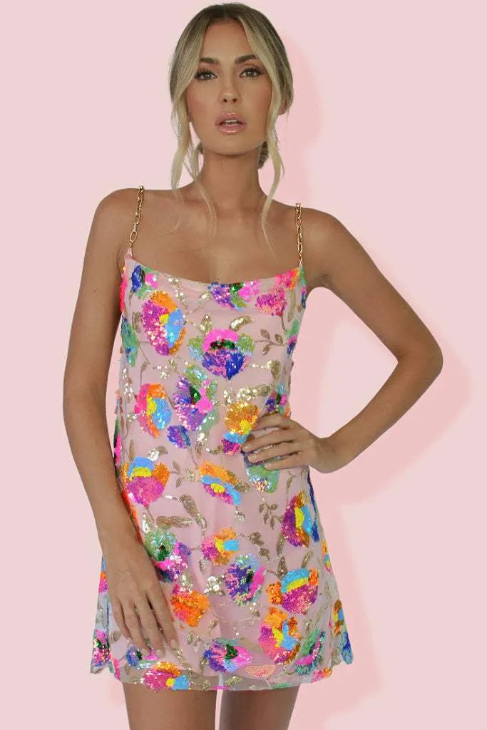 Rylee | Pailletten-Minikleid mit Rückenausschnitt Weiß | FormaLuxe