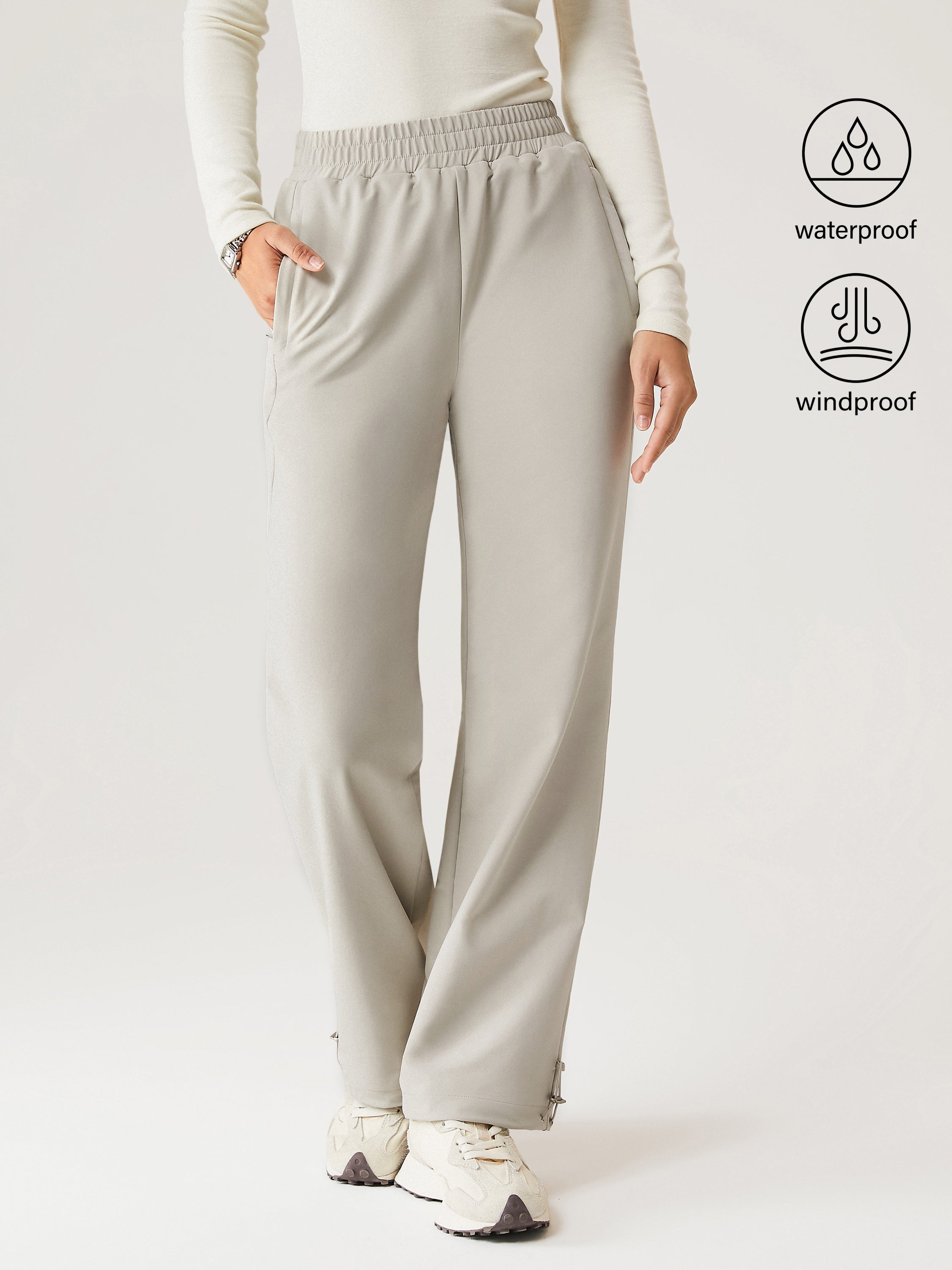 Pantalon à Taille Élastique Doublé en Polaire Imperméable Gainsboro – Femmes > Bas > Pantalons | FormaLuxe